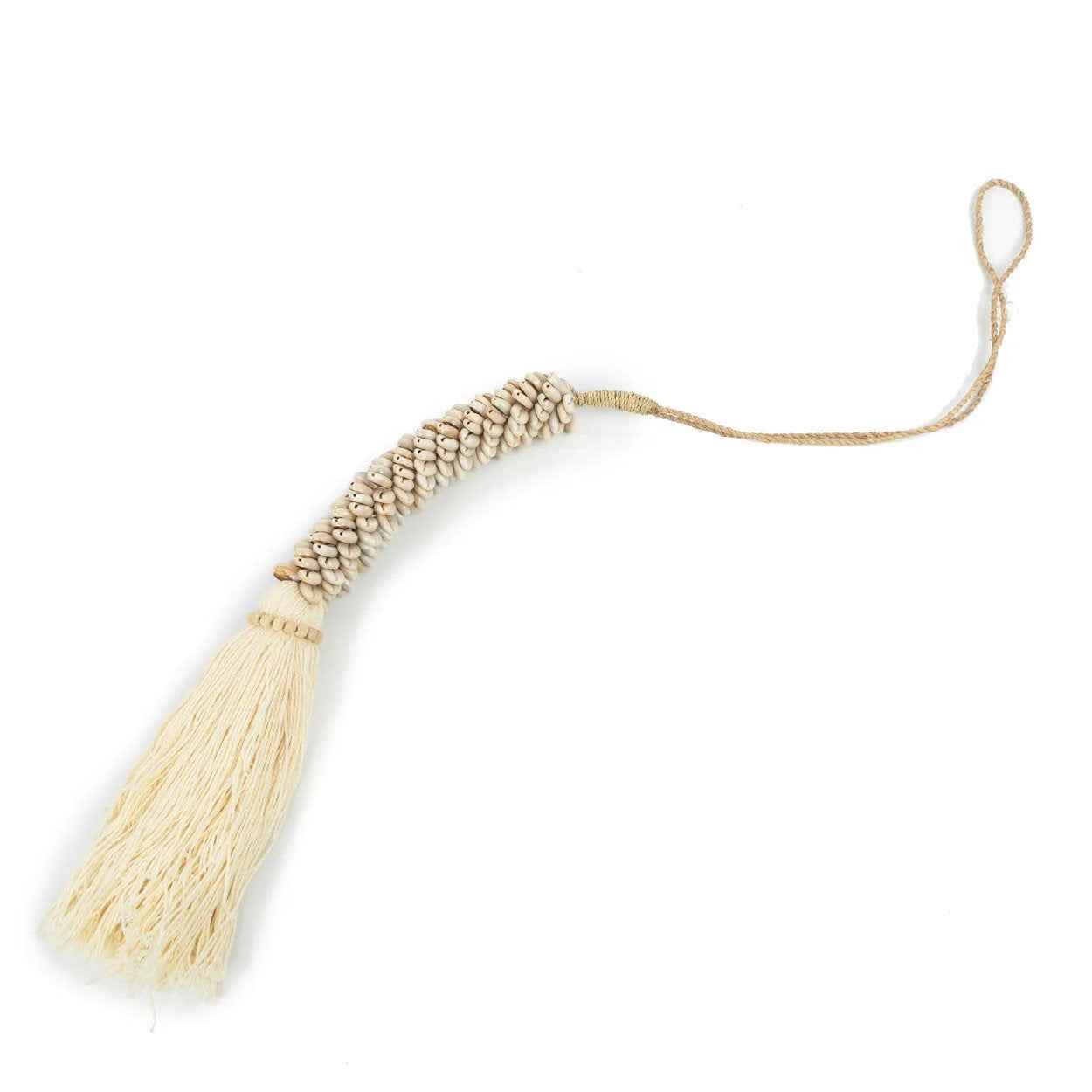 Bambua Cowrie Cotton Tassel nappa conchiglie Natural