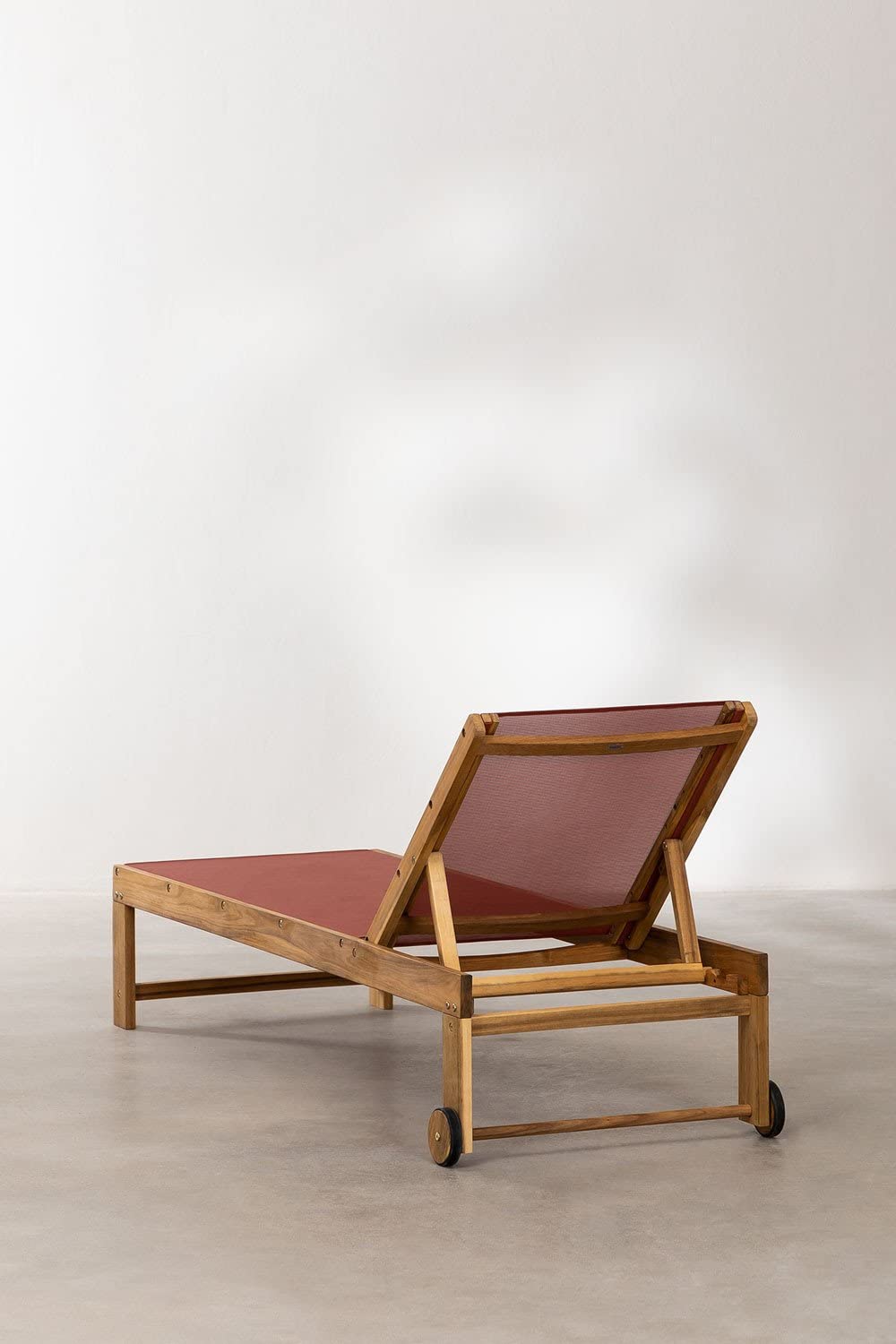 Sklum Valerys Lettino Reclinabile Legno Tetto Rosso con Ruote