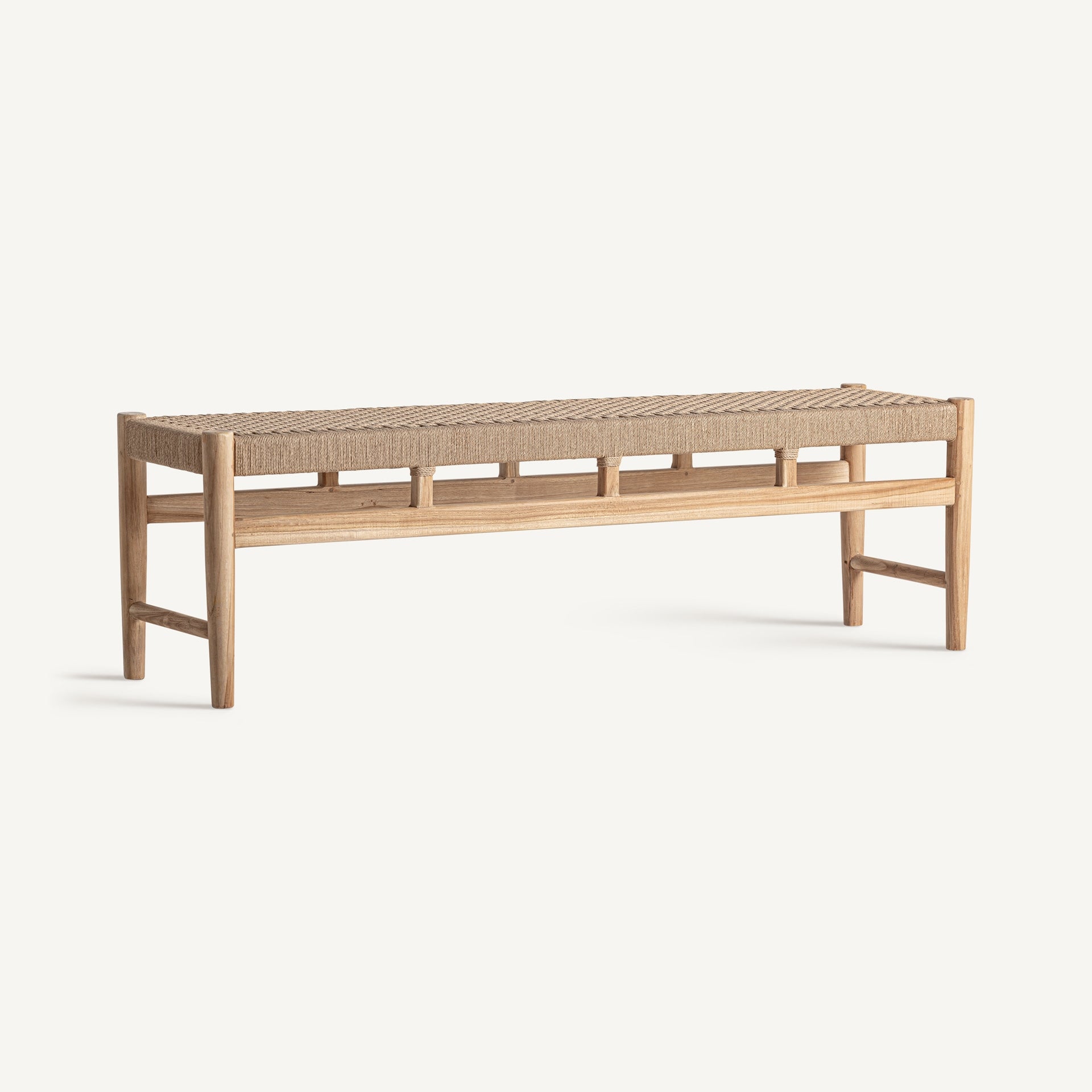 Bambua Caen Bench panca in teak e seagrass