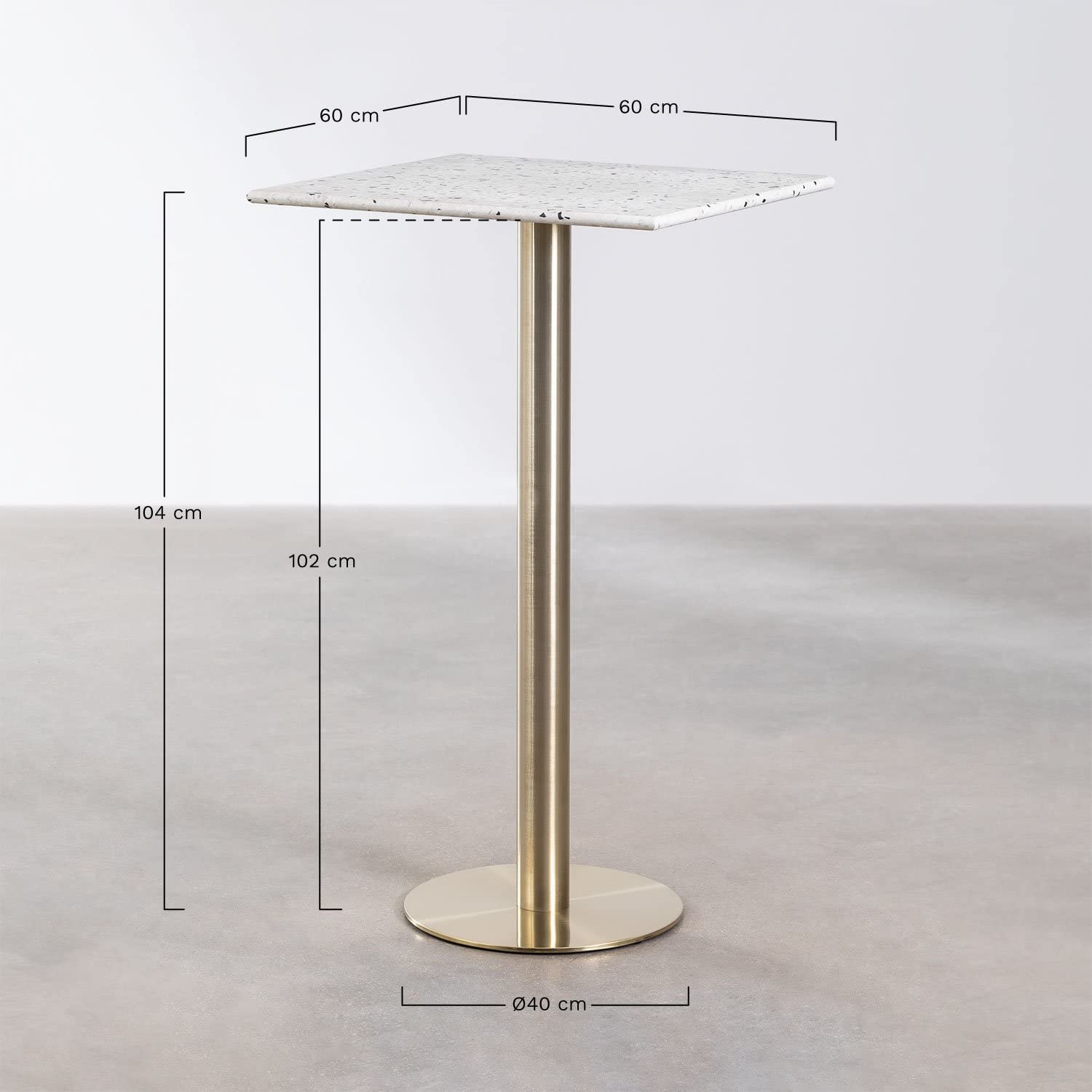 Sklum Malibu tavolo bar alto quadrato 60x60 cm in terrazzo