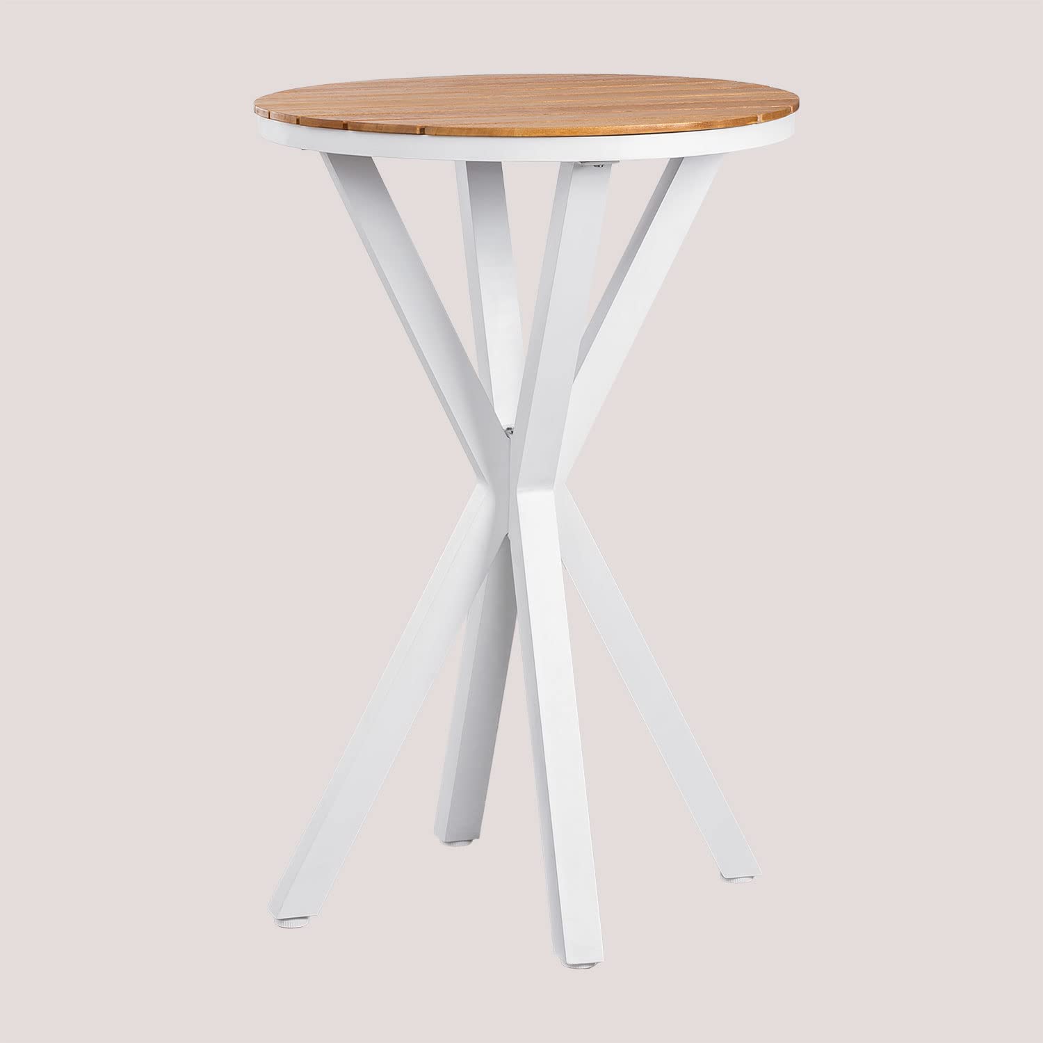 Sklum Archer tavolo bar alto tondo bianco Ø70 cm legno