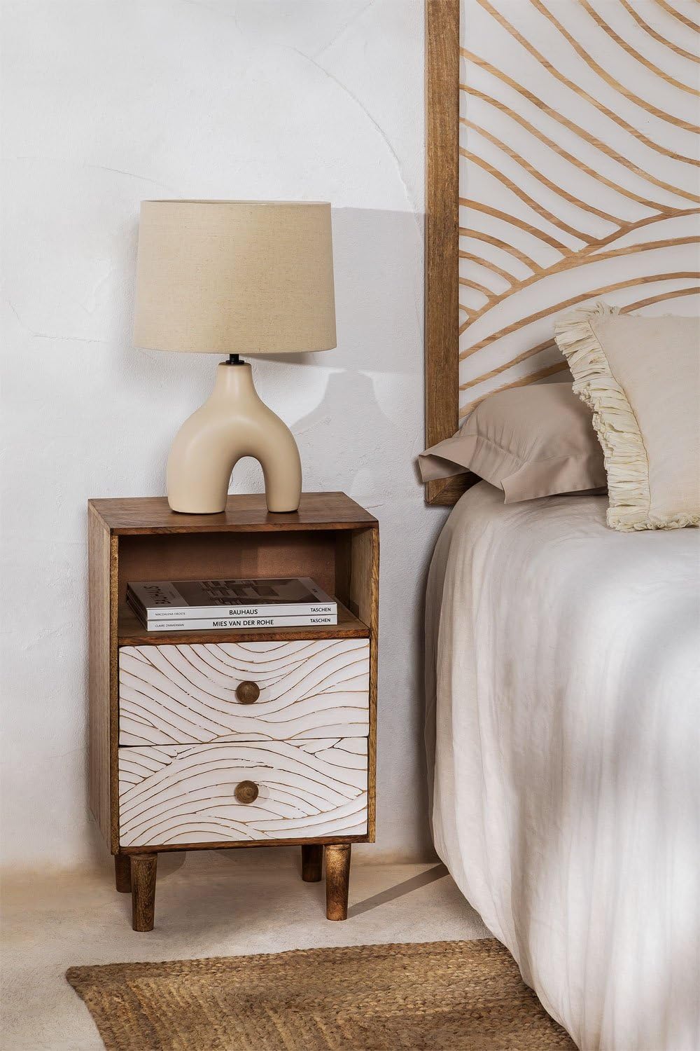 Sklum Myanna comodino legno mango 2 cassetti 56 cm