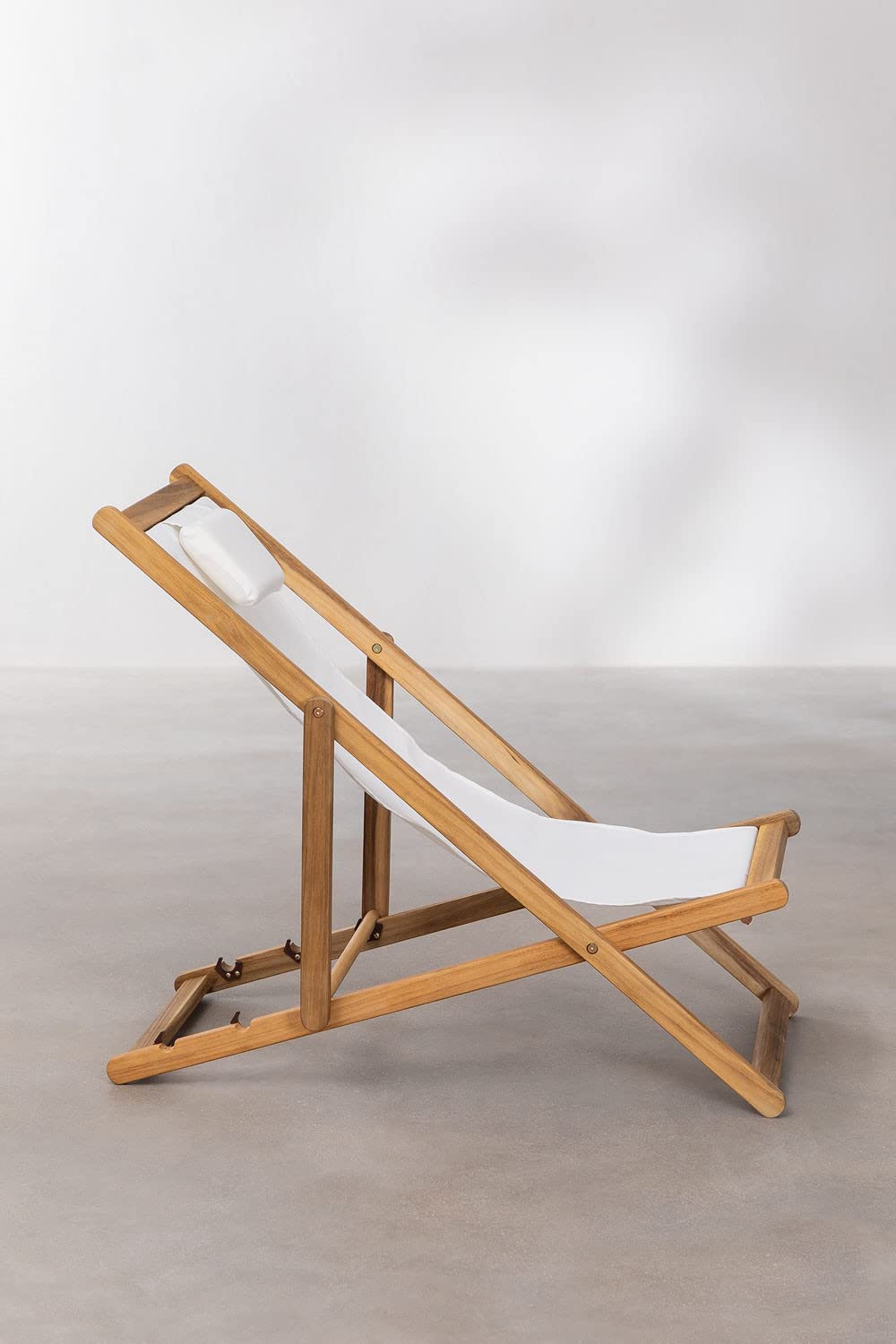 Sklum Kardis Sdraio Pieghevole Legno Bianco Antico con Cuscino