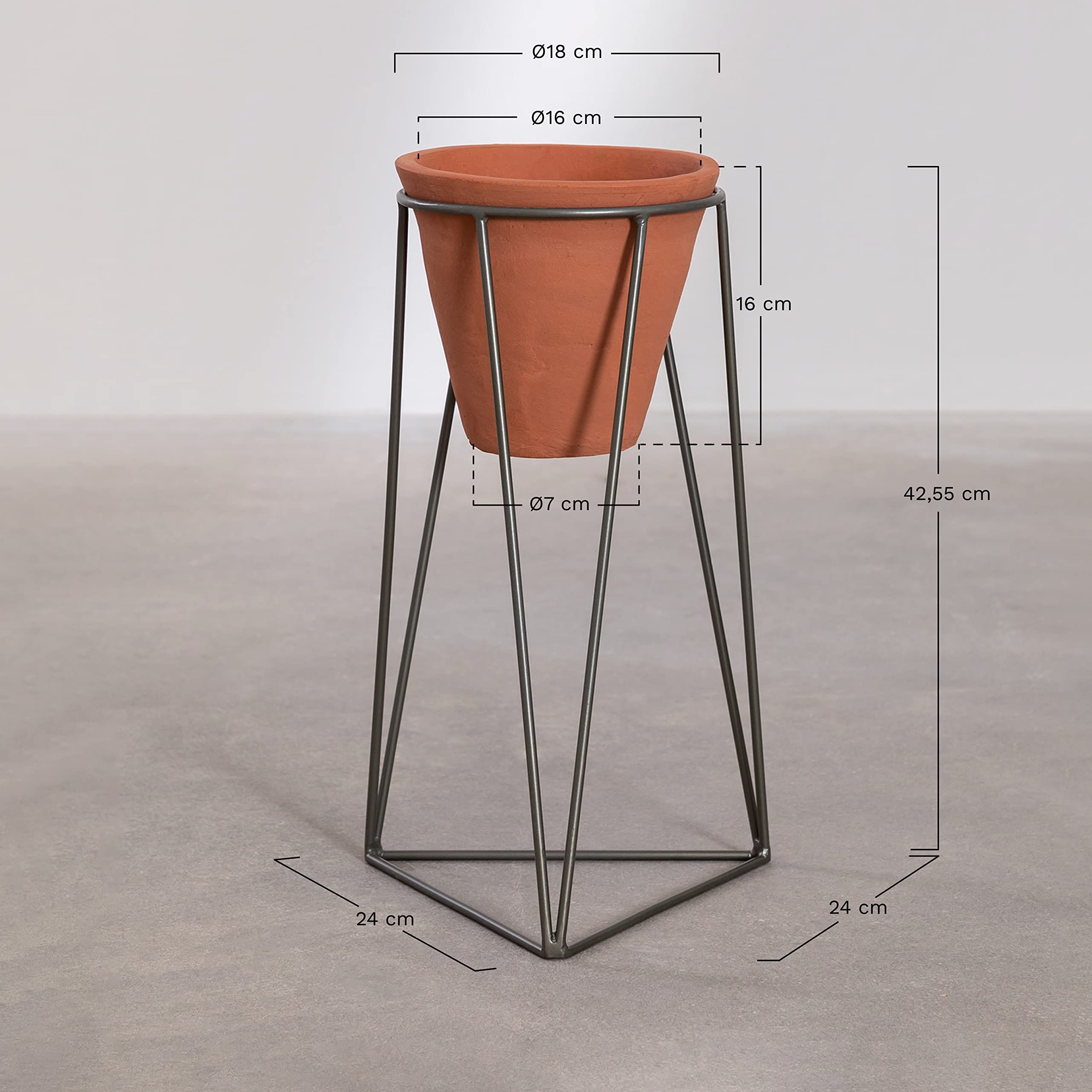 Sklum Jahr Vaso in Ceramica 40 cm con Base Acciaio