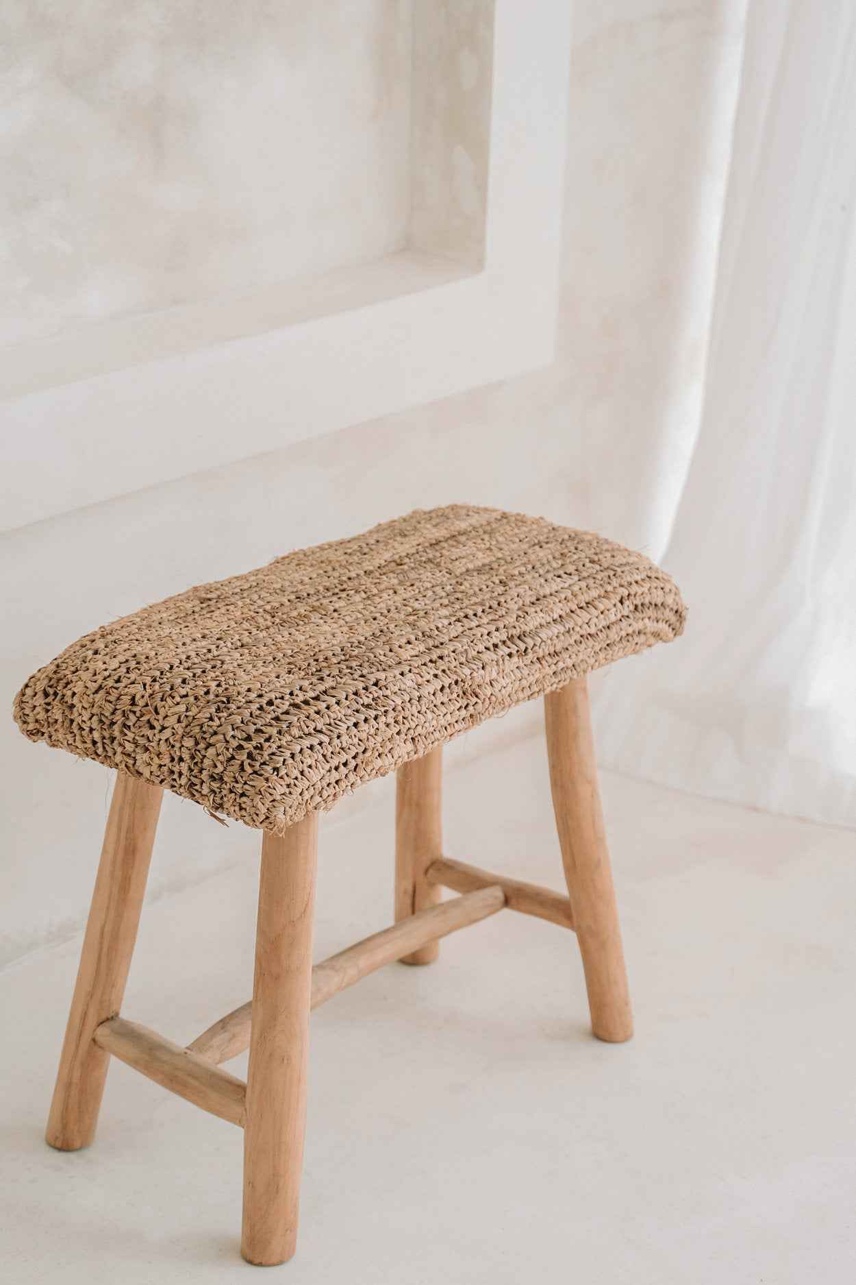 Bambua Raffia panca naturale rafia e teak