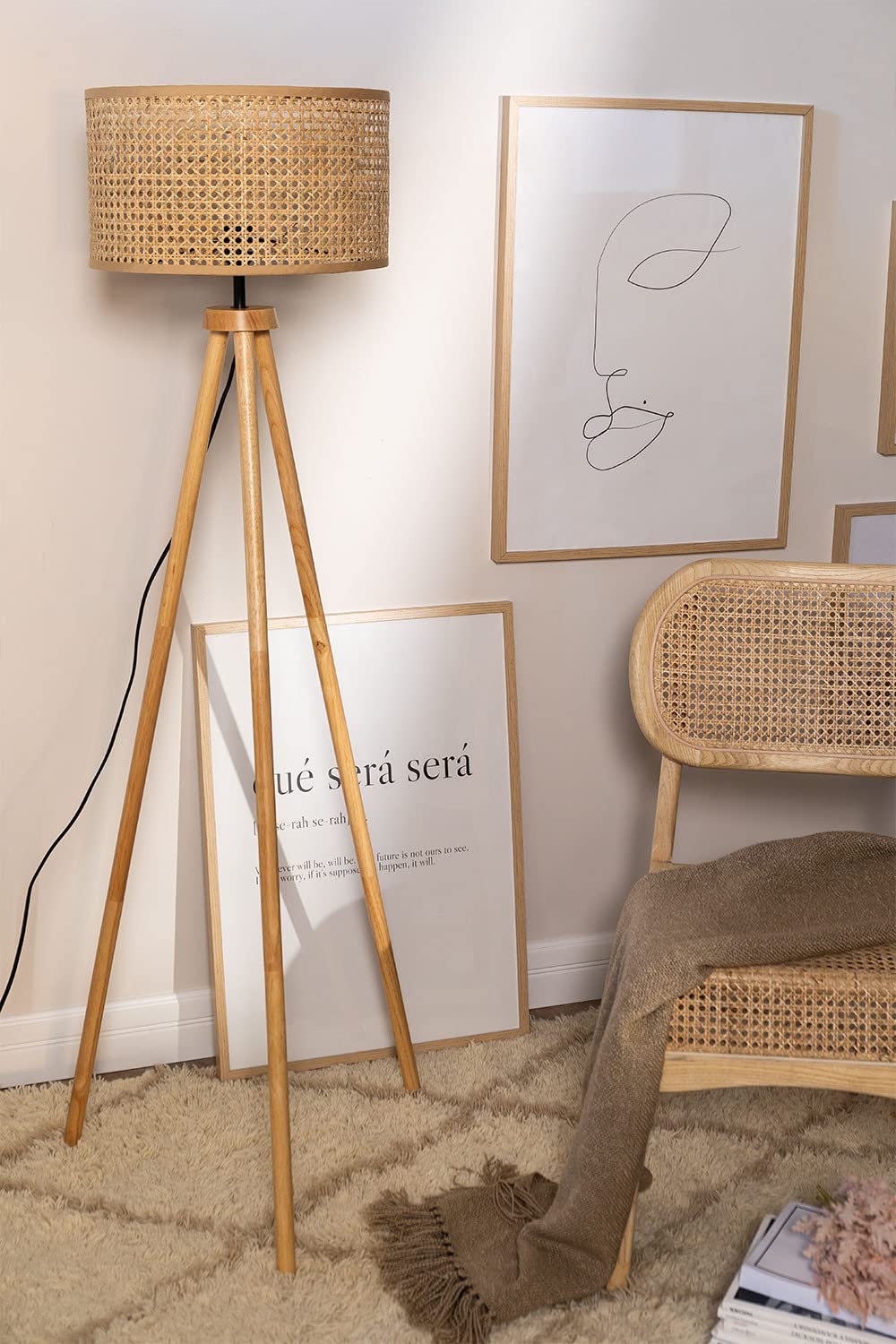 Sklum Serri lampada da terra rattan 150 cm E27