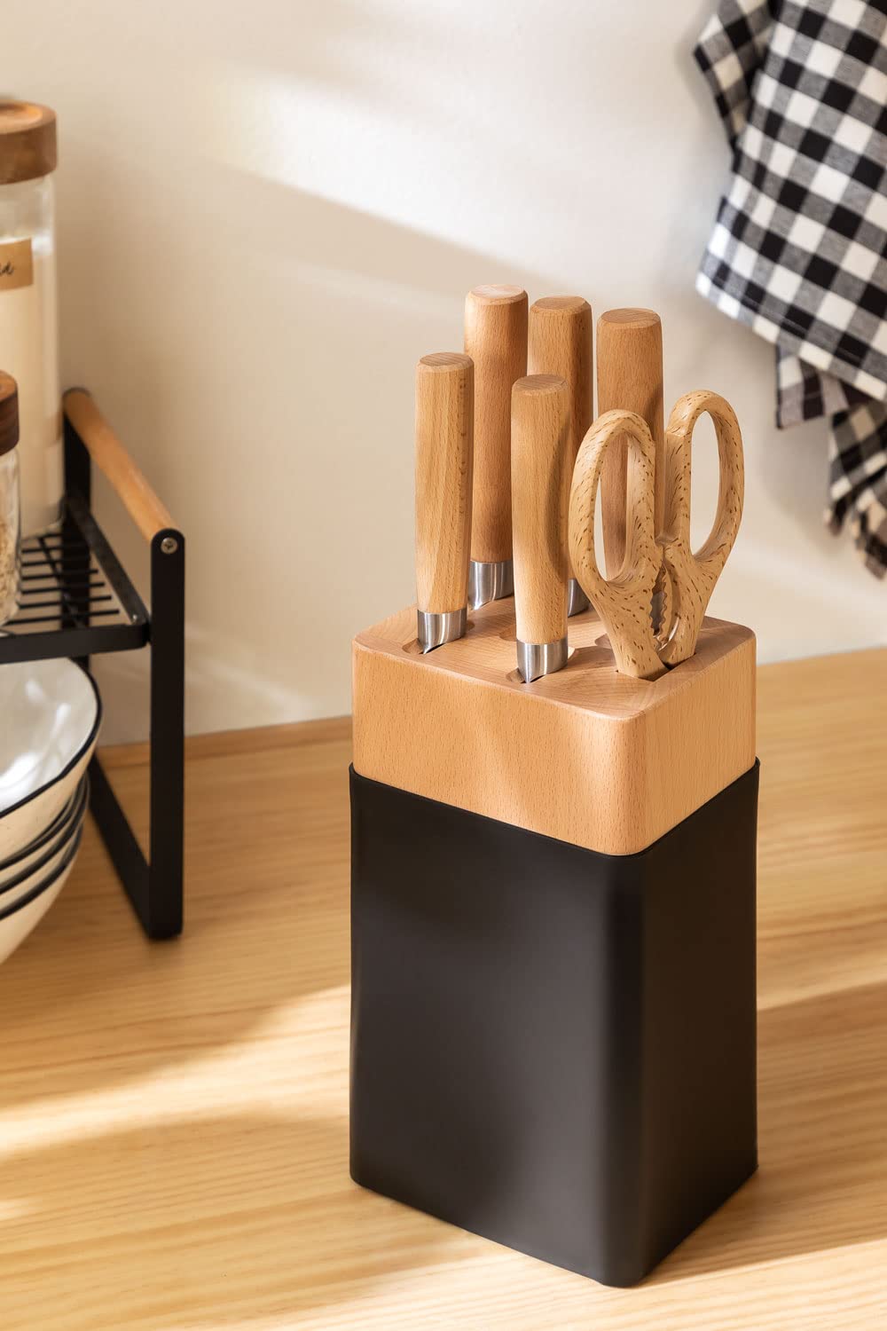 Sklum Bloc set coltelli cucina 6 pezzi nero manici faggio