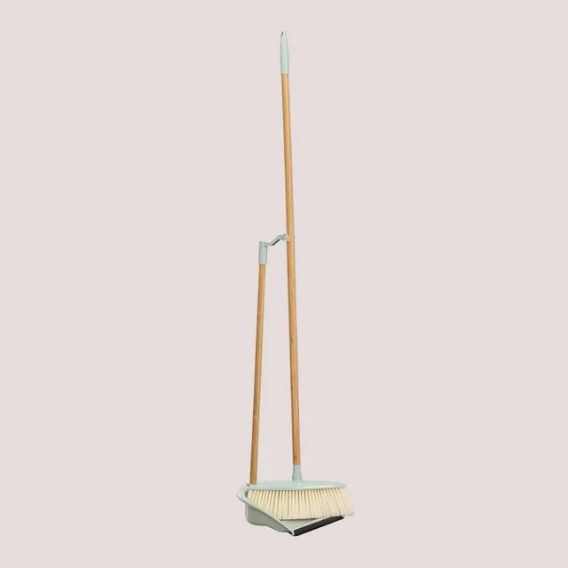 Sklum Jalei Set Scopa e Paletta Bambù Beige Verde