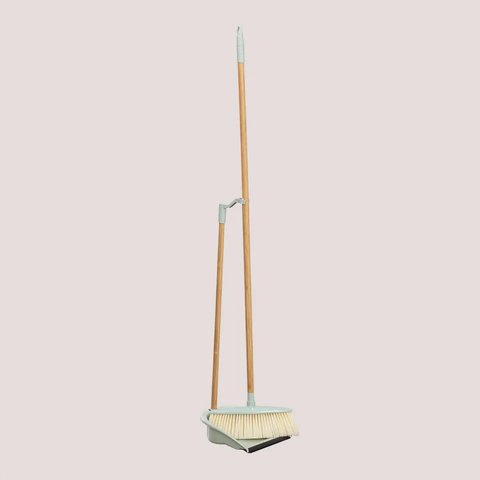 Sklum Jalei Set Scopa e Paletta Bambù Beige Verde