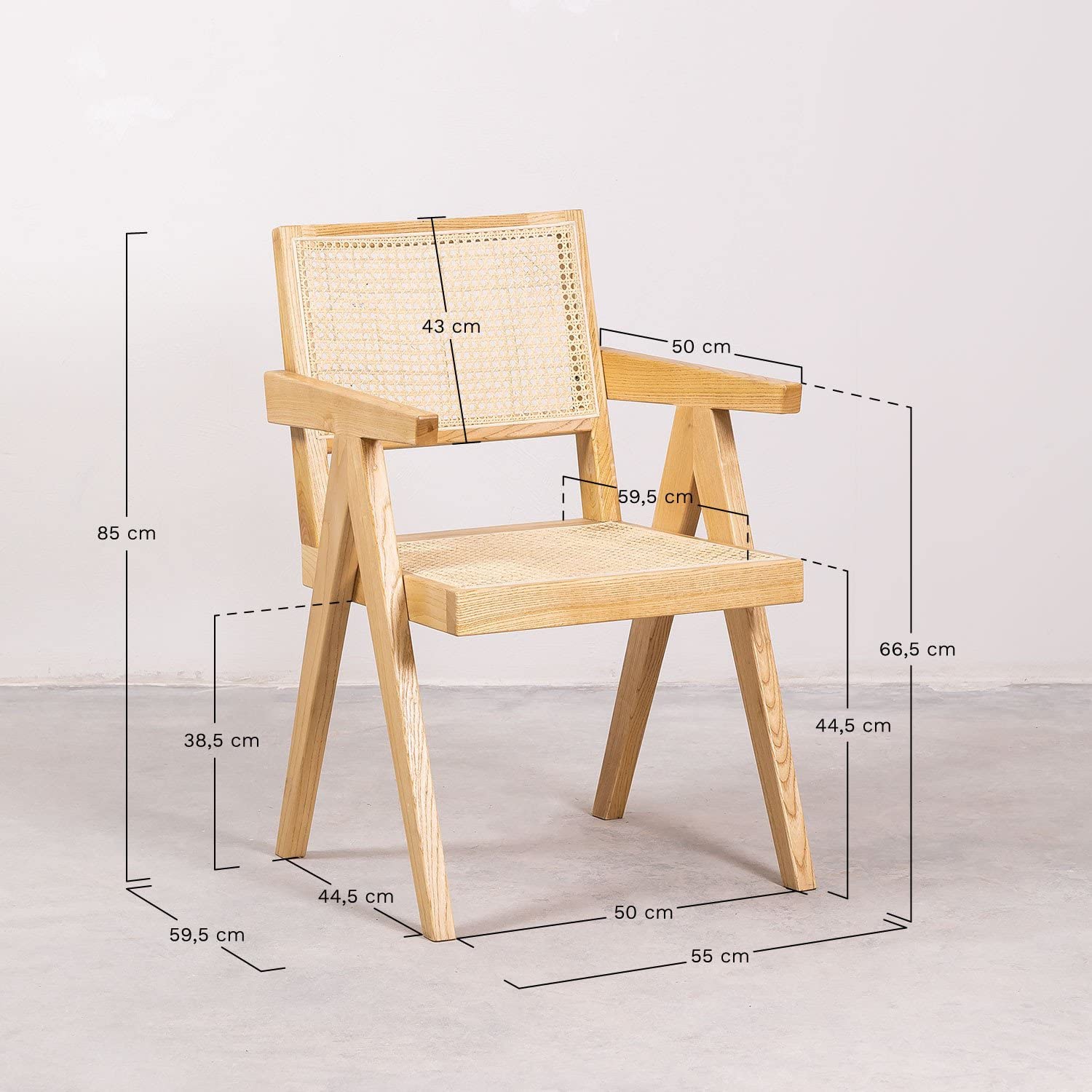 Sklum Lali Rattan sedia con braccioli nero