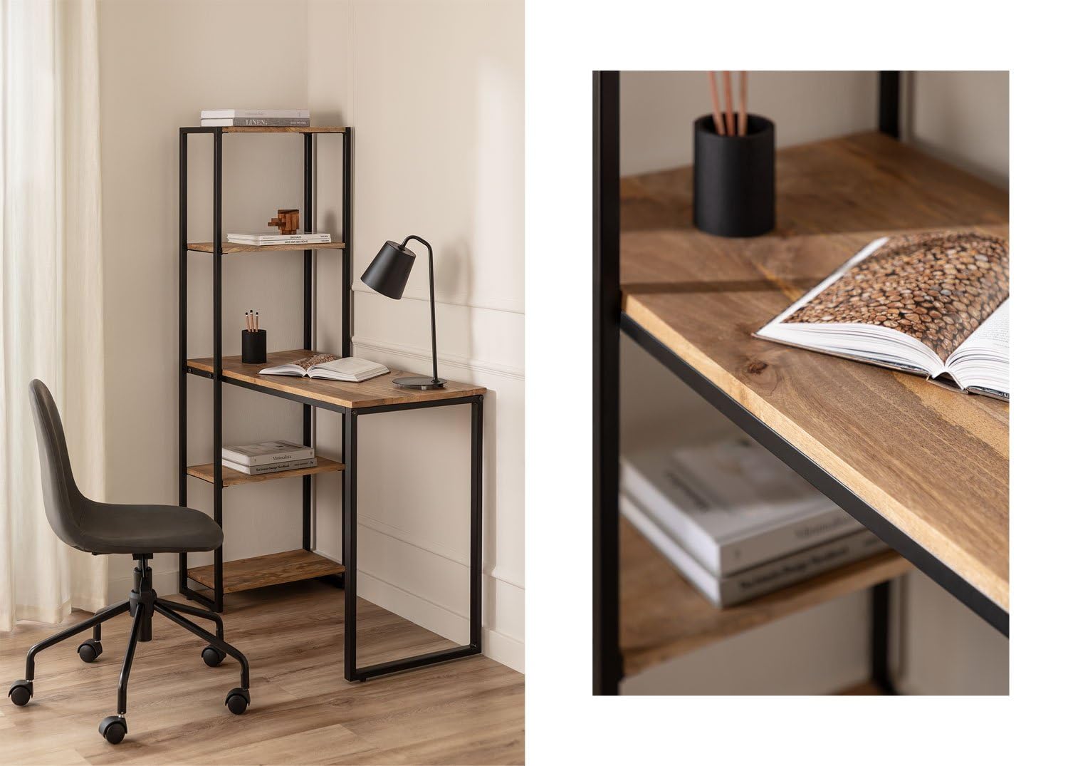 Sklum Jeffers scrivania in legno di mango con ripiano
