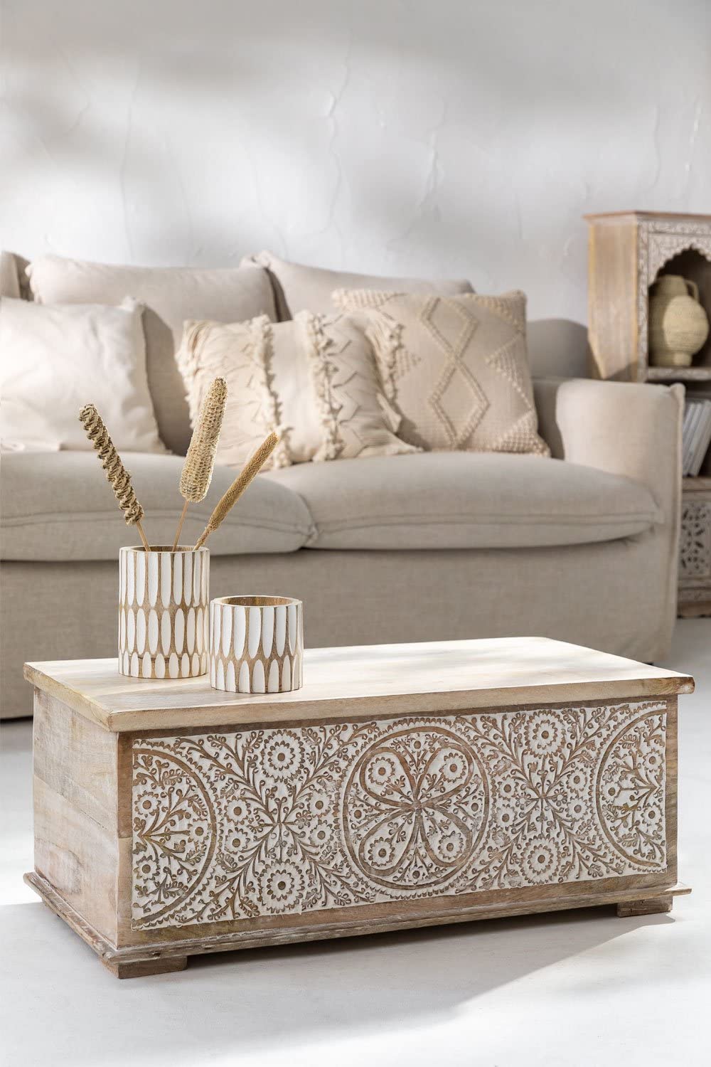Sklum Nanup baule legno mango bianco vintage