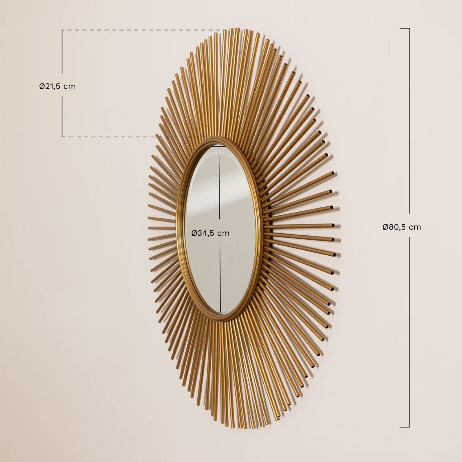 Sklum Circe specchio parete rotondo oro Ø80 cm