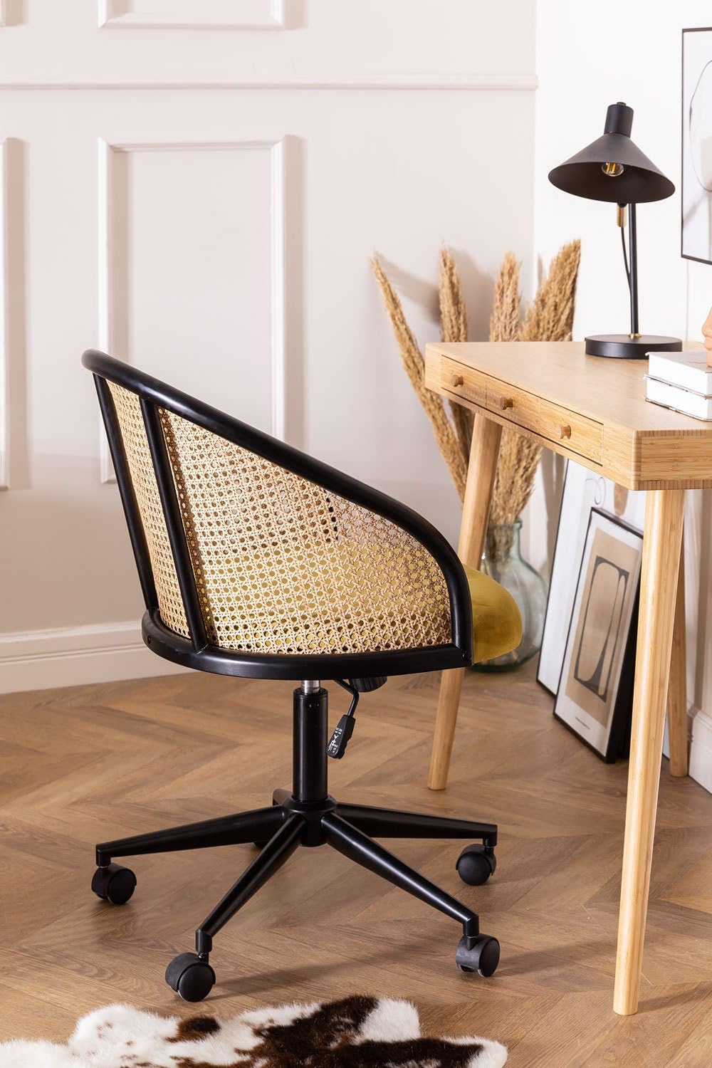 Sklum Kloe Black sedia da scrivania nera con ruote