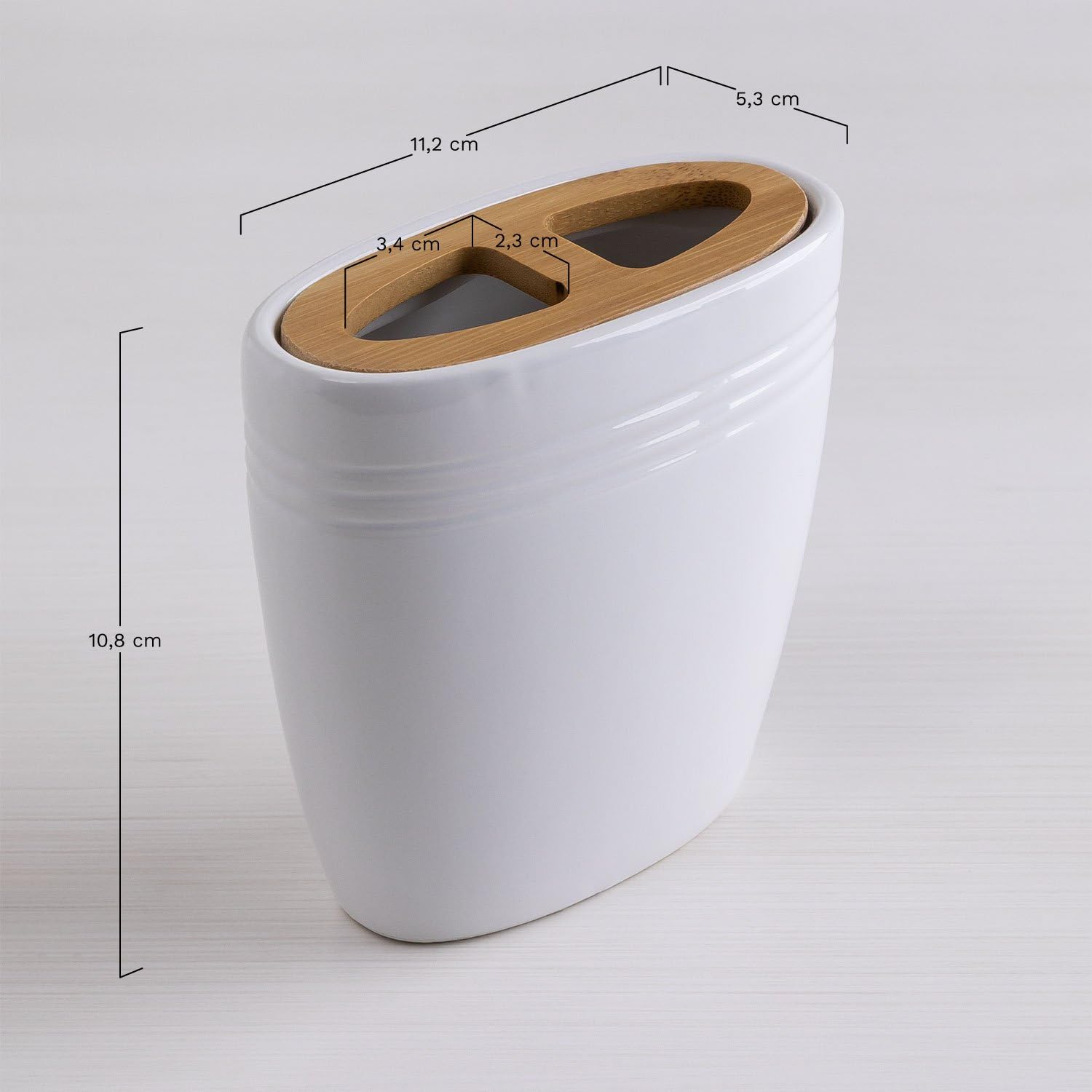 Sklum Perkyn organizer spazzolini ceramica bambù bianco