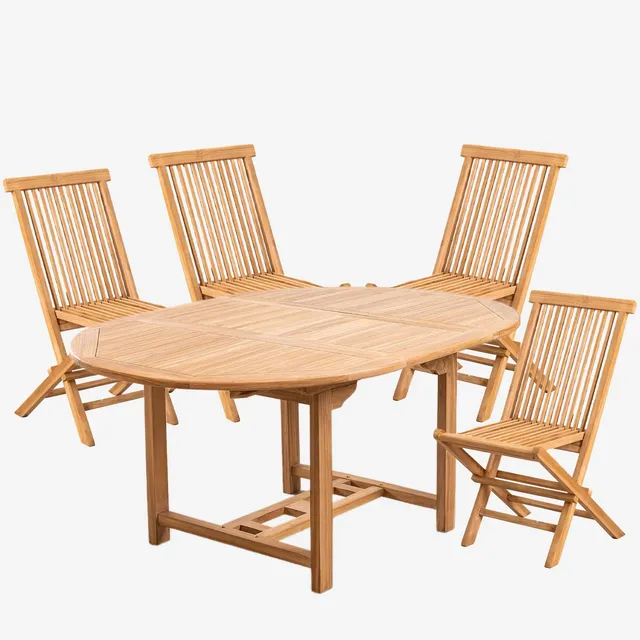 Sklum Pira 120-170x75 set tavolo sedie giardino 4 sedie teak