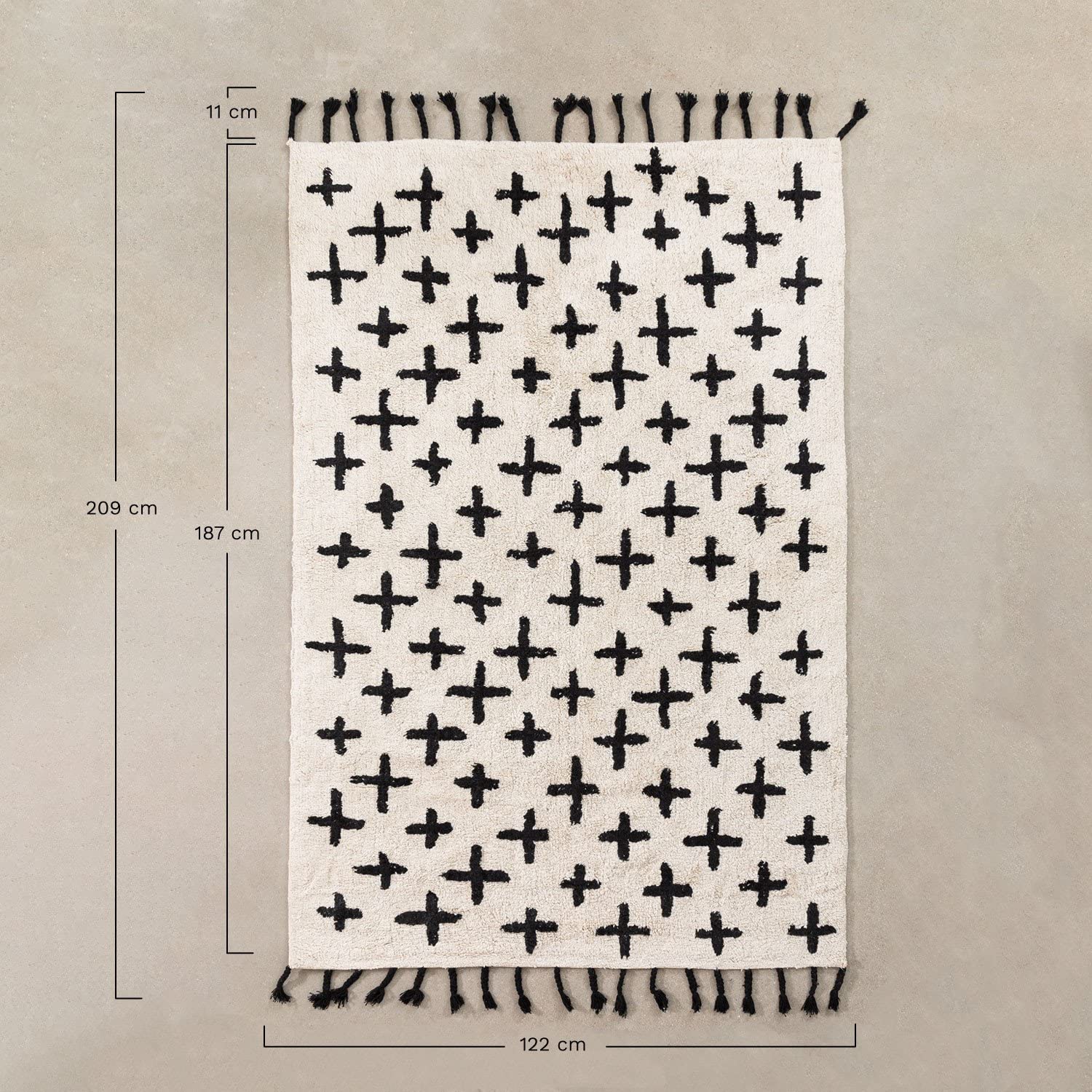 Sklum Zuul tappeto 209x122 cm cotone bianco-nero