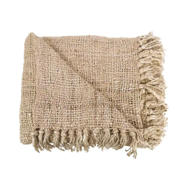 Bambua s'il vous Plaid coperta beige in cotone