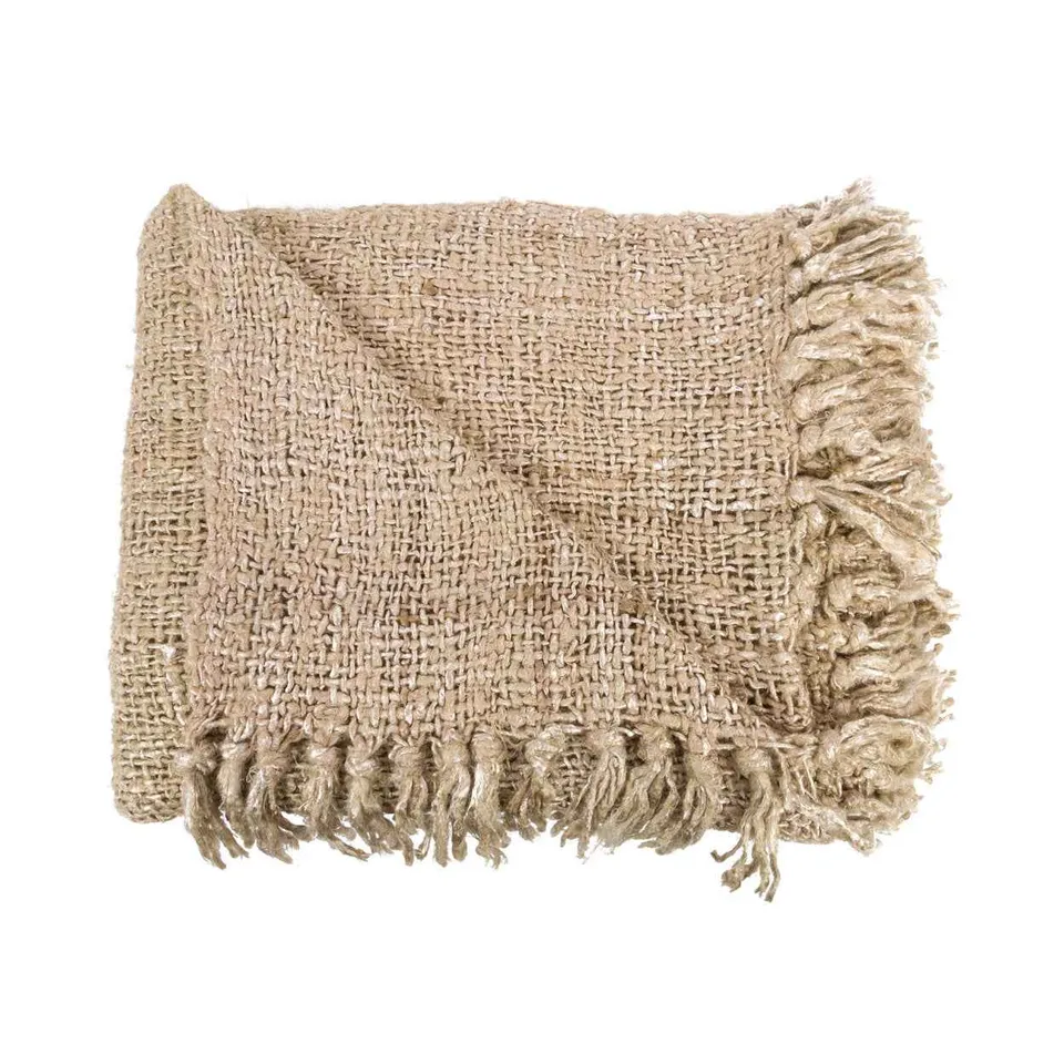 Bambua s'il vous Plaid coperta beige in cotone