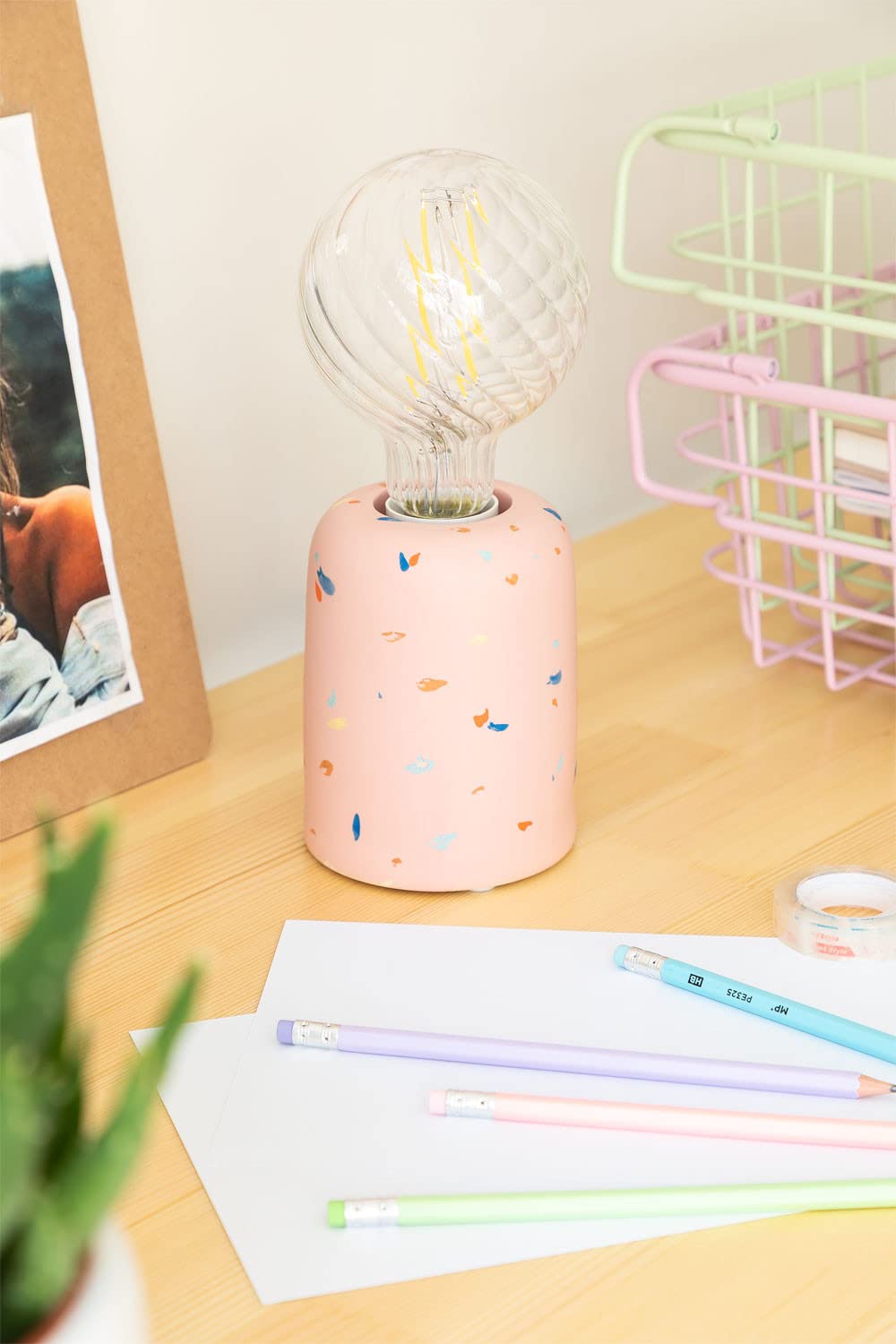Sklum Queny lampada da tavolo ceramica rosa quarzo E27