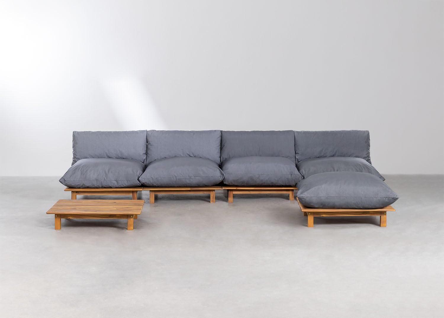 Sklum Brina set giardino modulare reclinabile 4 pezzi acacia
