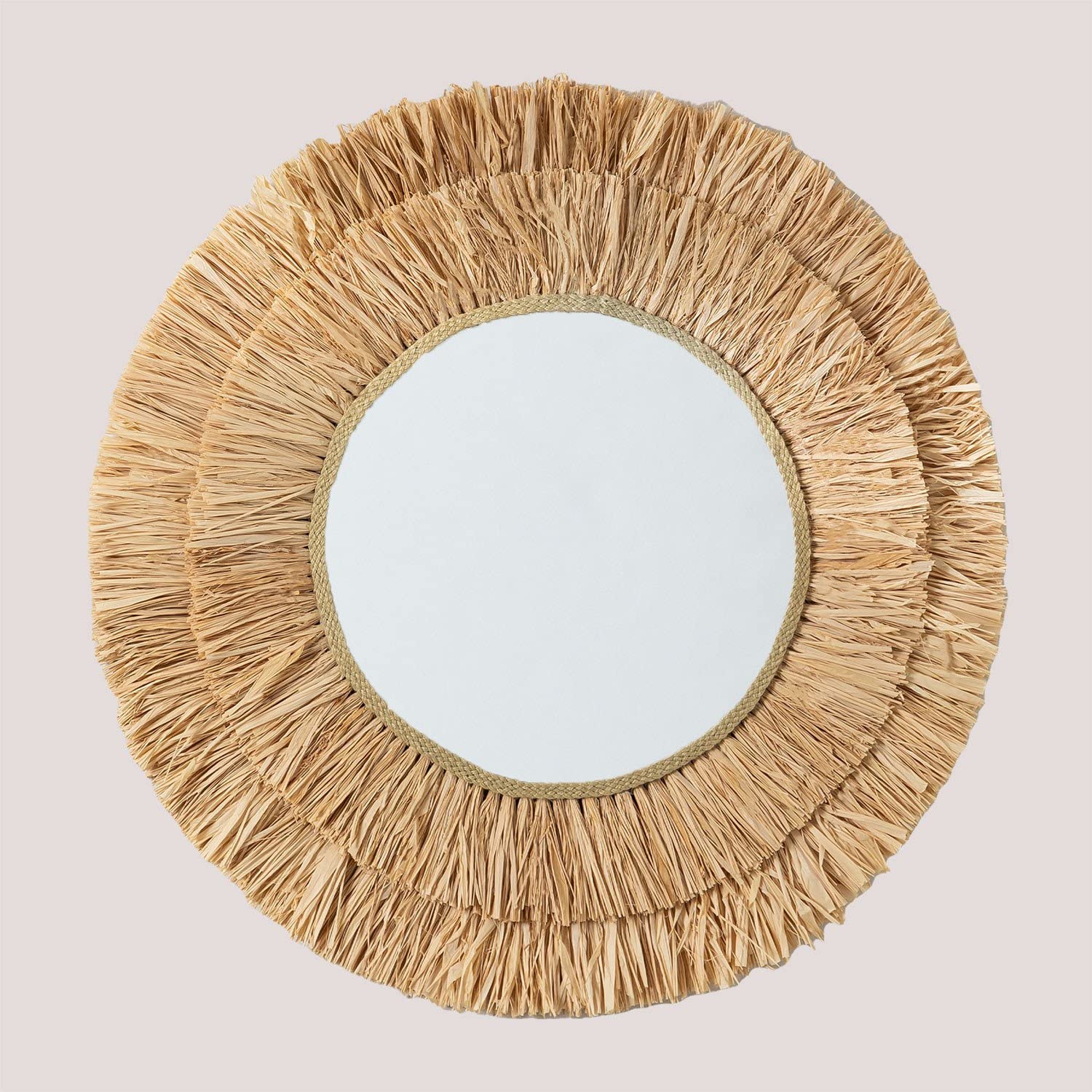 Sklum Willow specchio rotondo Ø79 cm in rafia