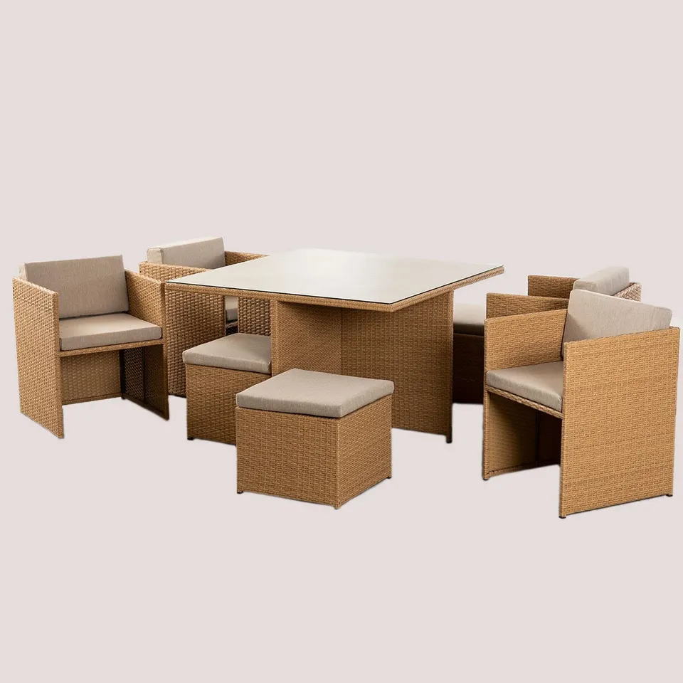 Sklum Piter Set Giardino Modulare Marrone Naturale Rattan