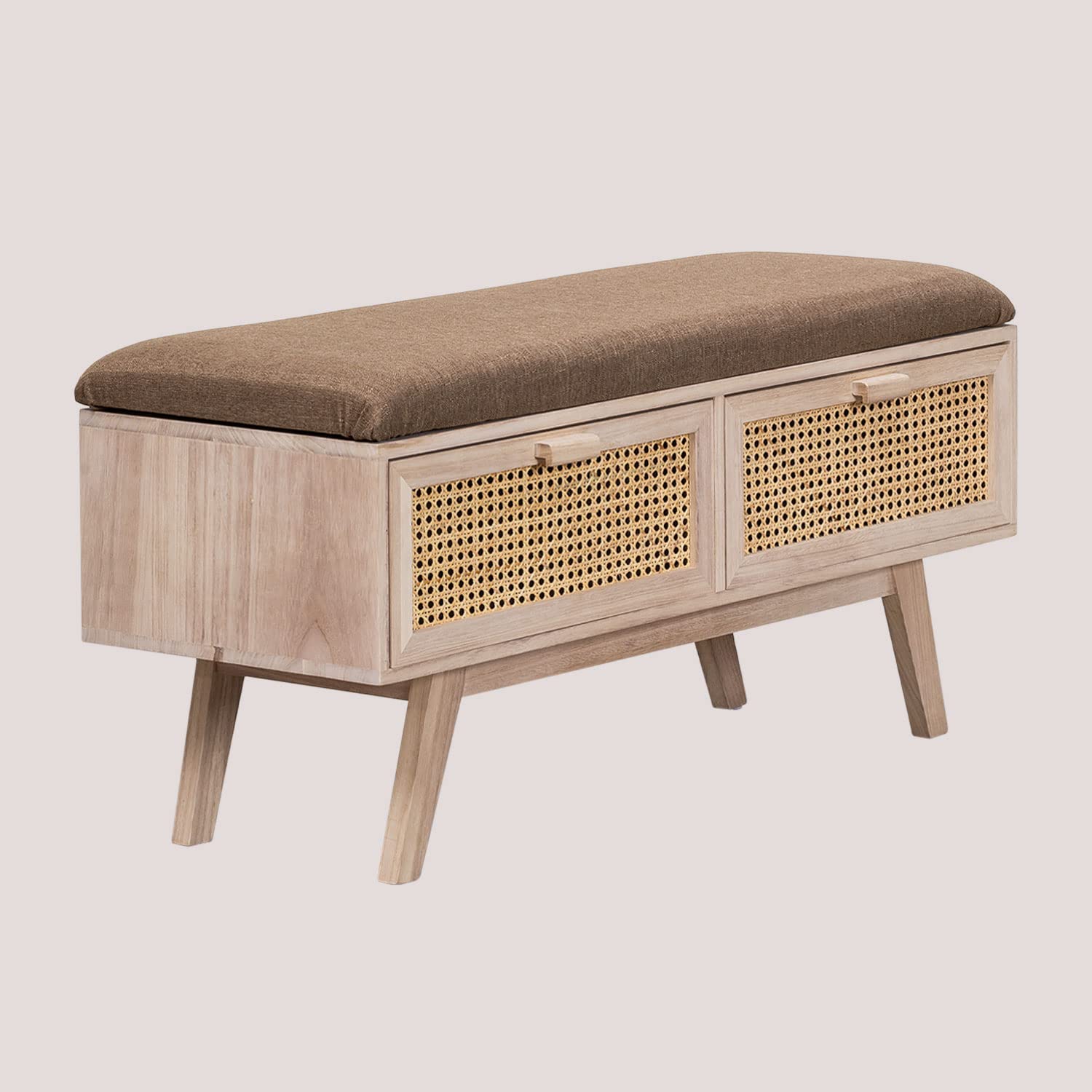 Sklum Ralik Panca Legno 2 Cassetti 101 cm con Cuscino