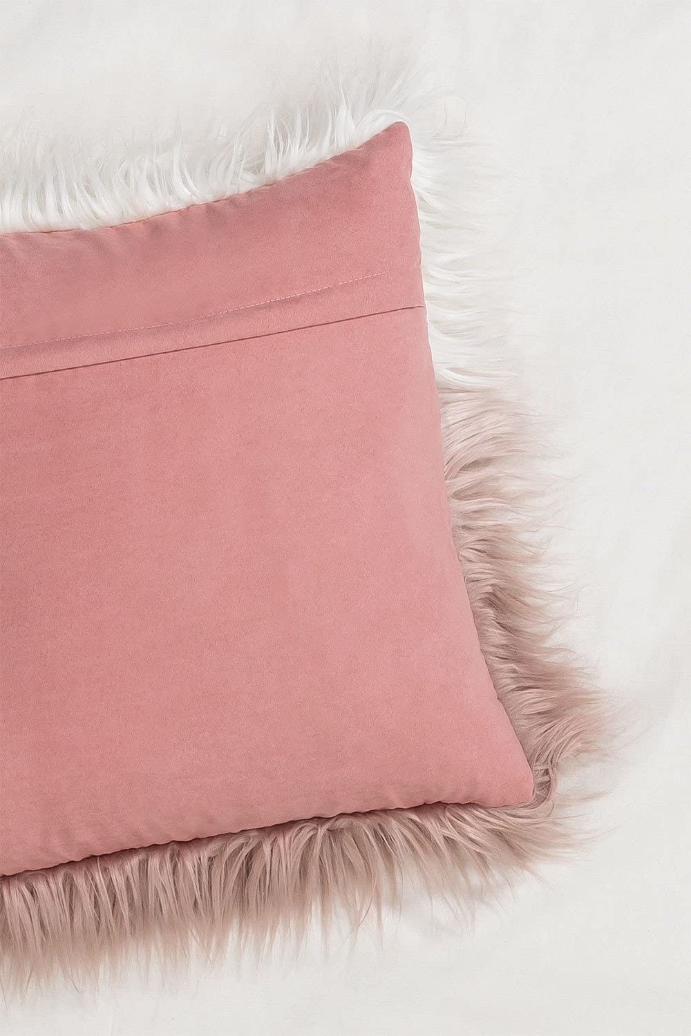 Sklum Friser cuscino quadrato 45x45 rosa nocciola pelo lungo