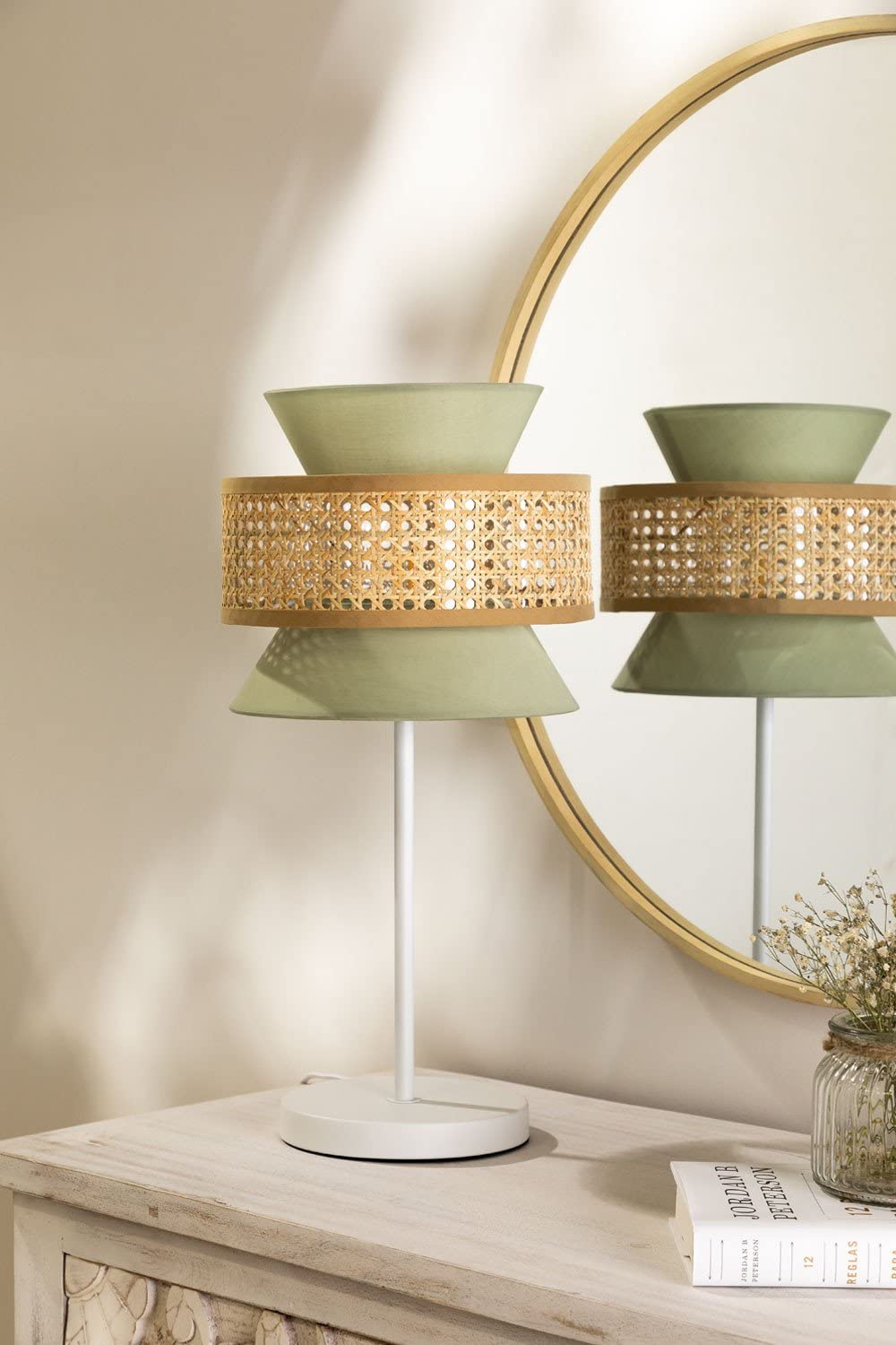 Sklum Yereh lampada da tavolo rattan verde kaki