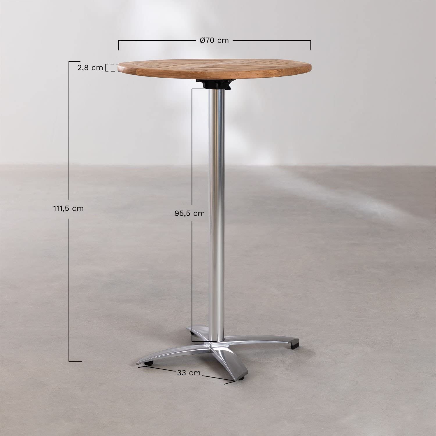 Sklum Bruh tavolo bar alto tondo in teak Ø70
