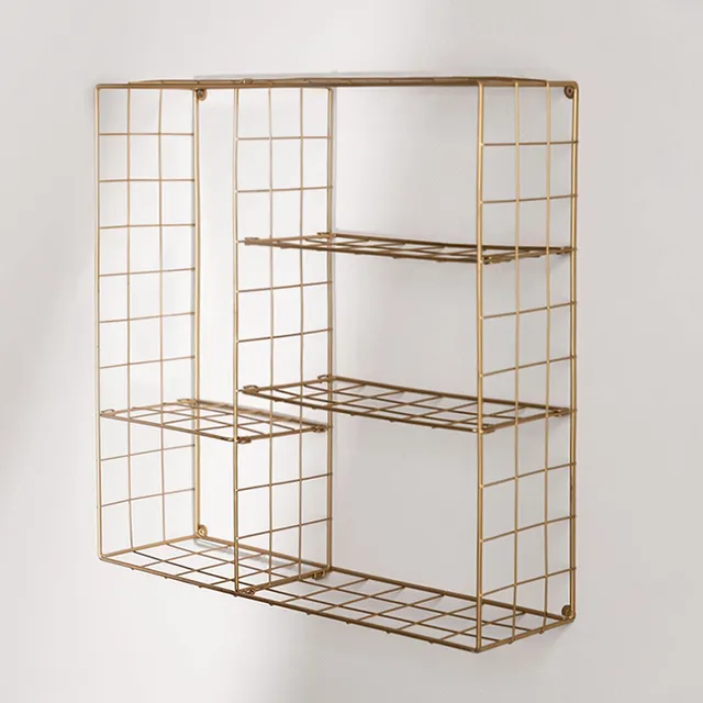 Sklum Lorin scaffale da parete 50 cm dorato 5 ripiani