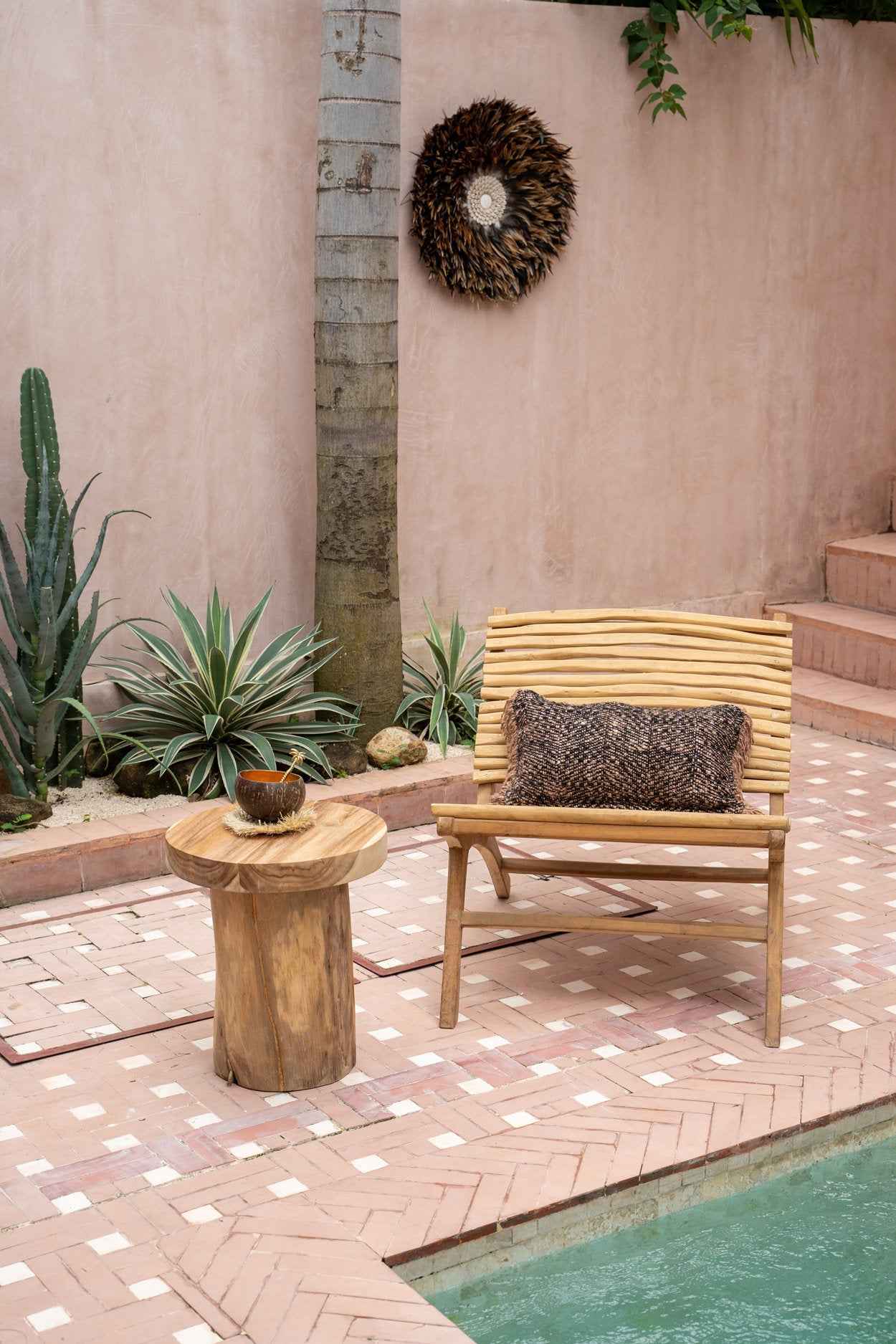 Bambua Inti tavolino laterale naturale legno teak