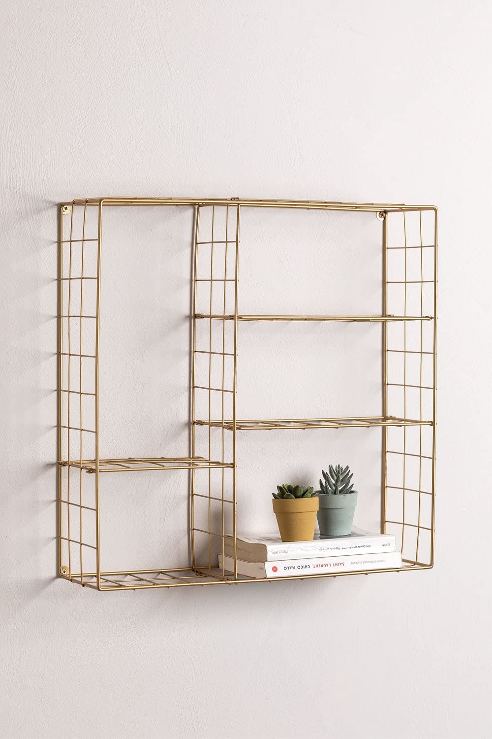 Sklum Lorin scaffale da parete 50 cm dorato 5 ripiani
