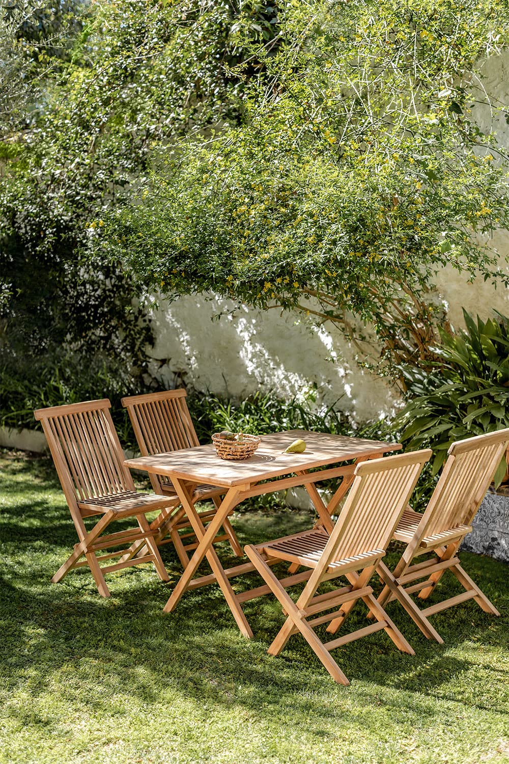 Sklum Pira set giardino pieghevole teak 4 sedie