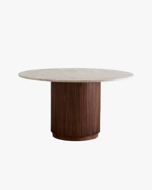 Bambua Erie tavolo rotondo marmo avorio legno