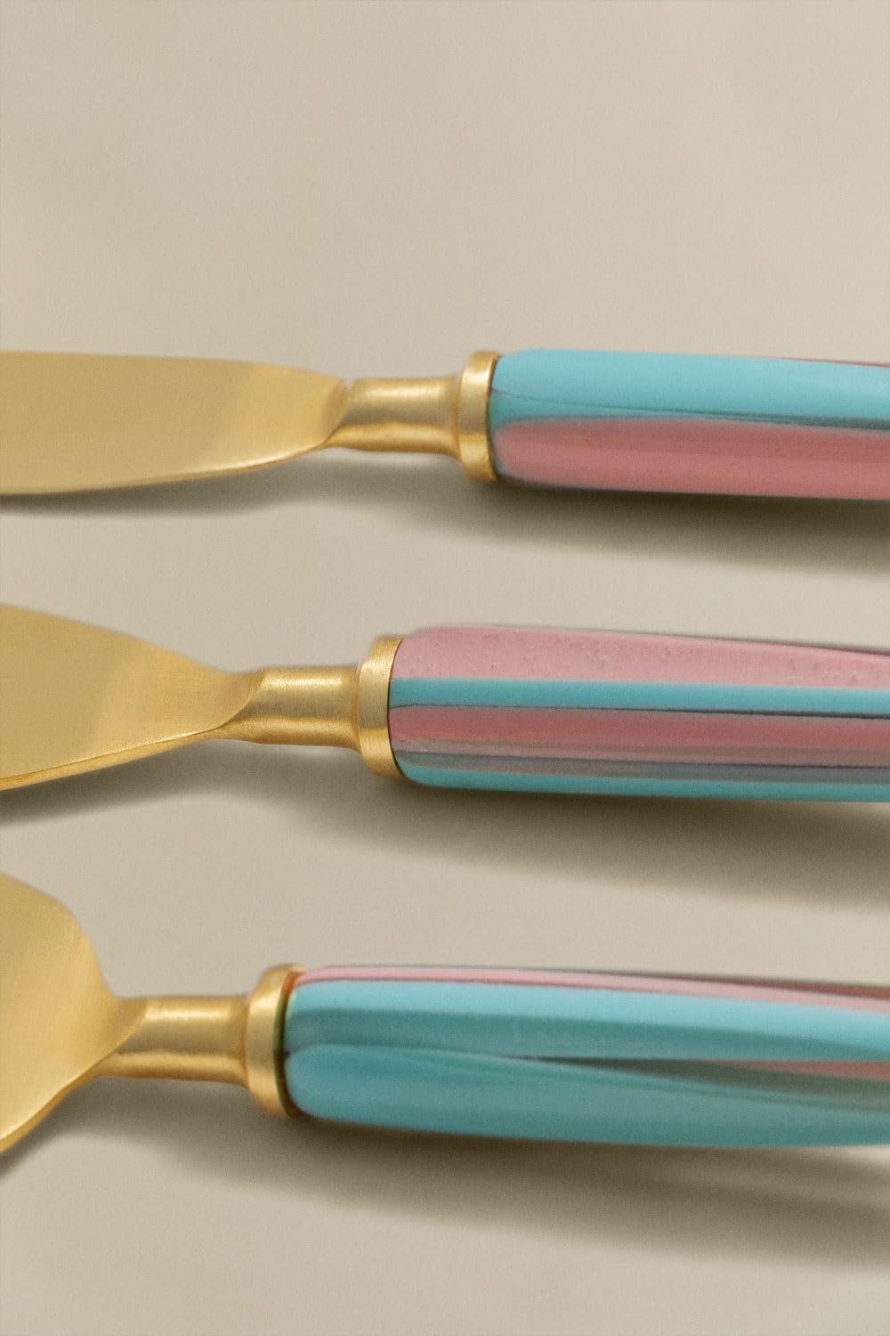 Sklum Matge Set 3 Coltelli Formaggio Dorato Acciaio