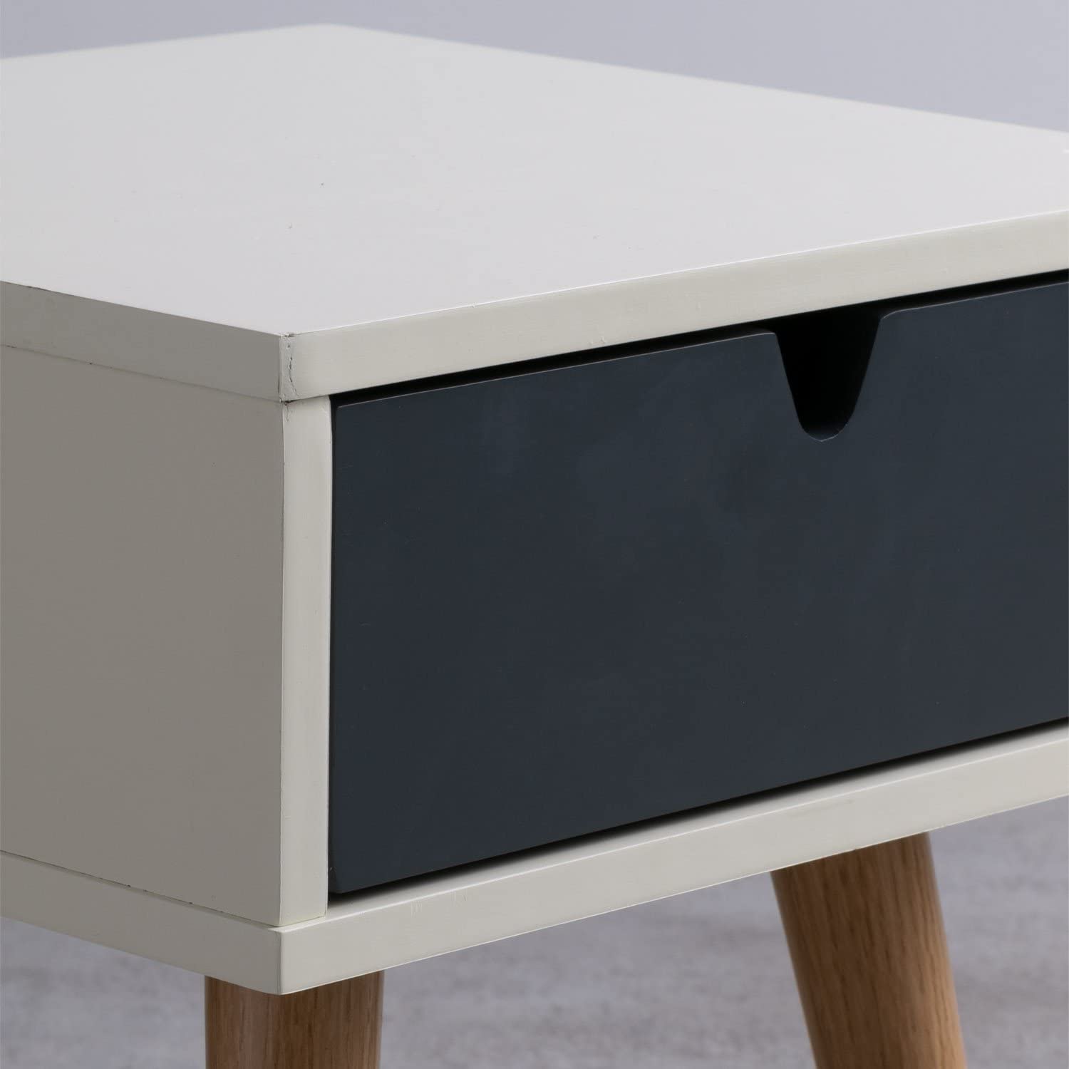 Sklum Abbir comodino bianco in MDF con cassetto