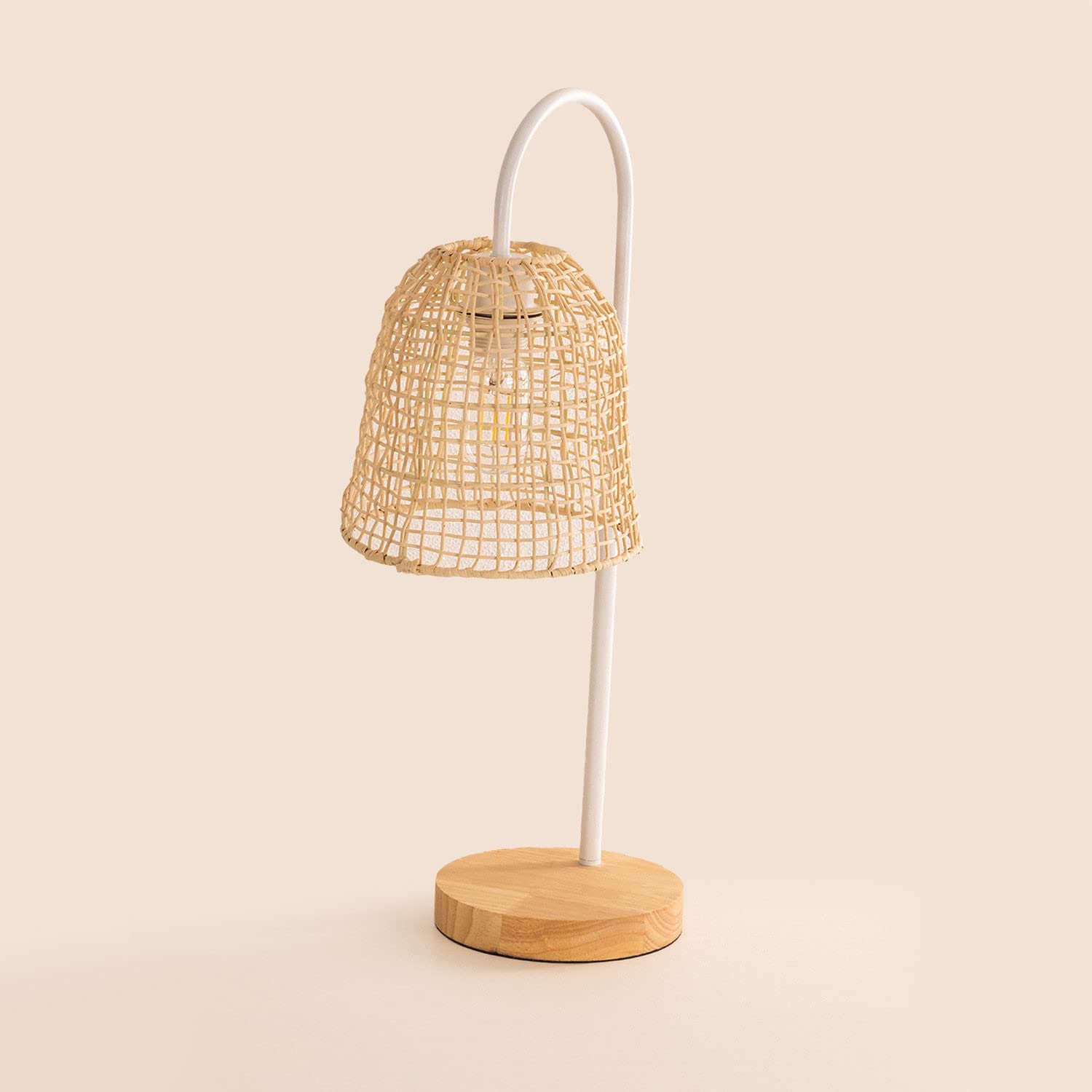 Sklum Gavia lampada da tavolo rattan bianco