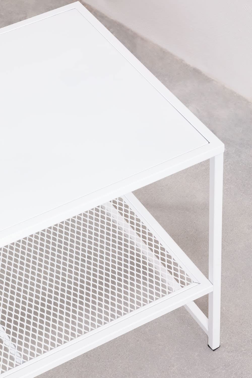 Sklum Thura tavolino rettangolare bianco in acciaio 102 cm