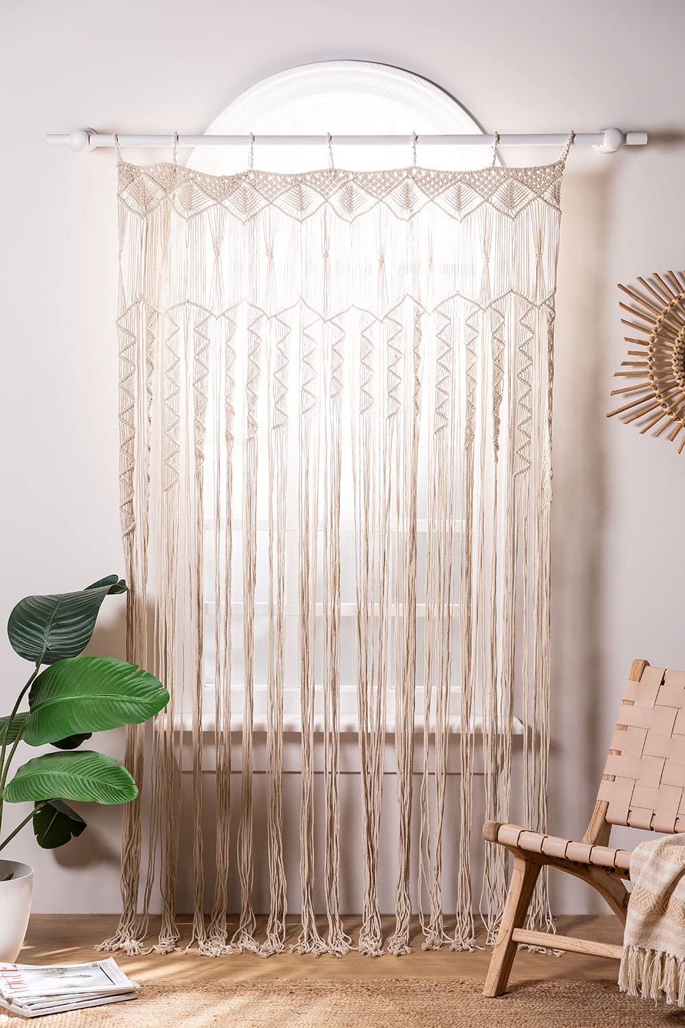 Sklum Zulema tenda macramè 110x215 cm beige crema cotone