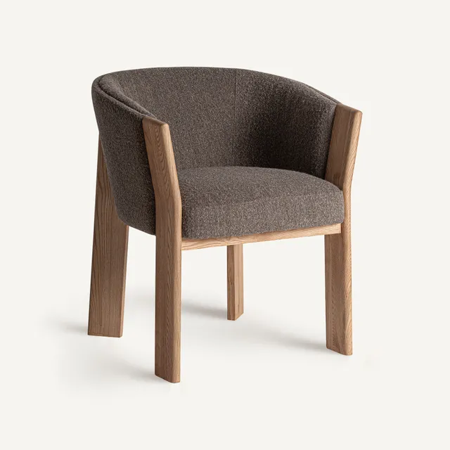 Bambua Nara sedia da pranzo bouclé grigia rovere
