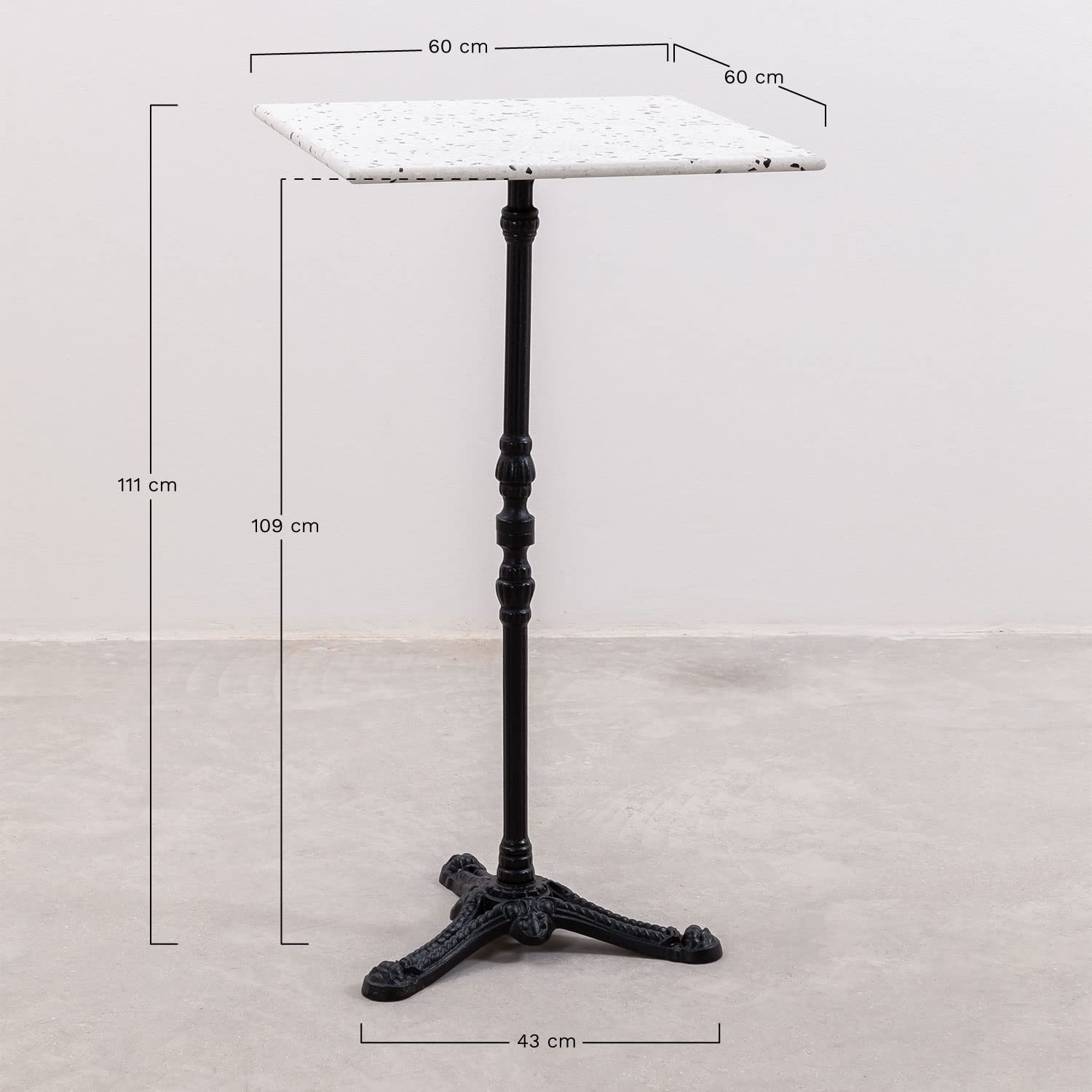 Sklum Vertuo tavolo alto bar terrazzo nero quadrato 60 cm