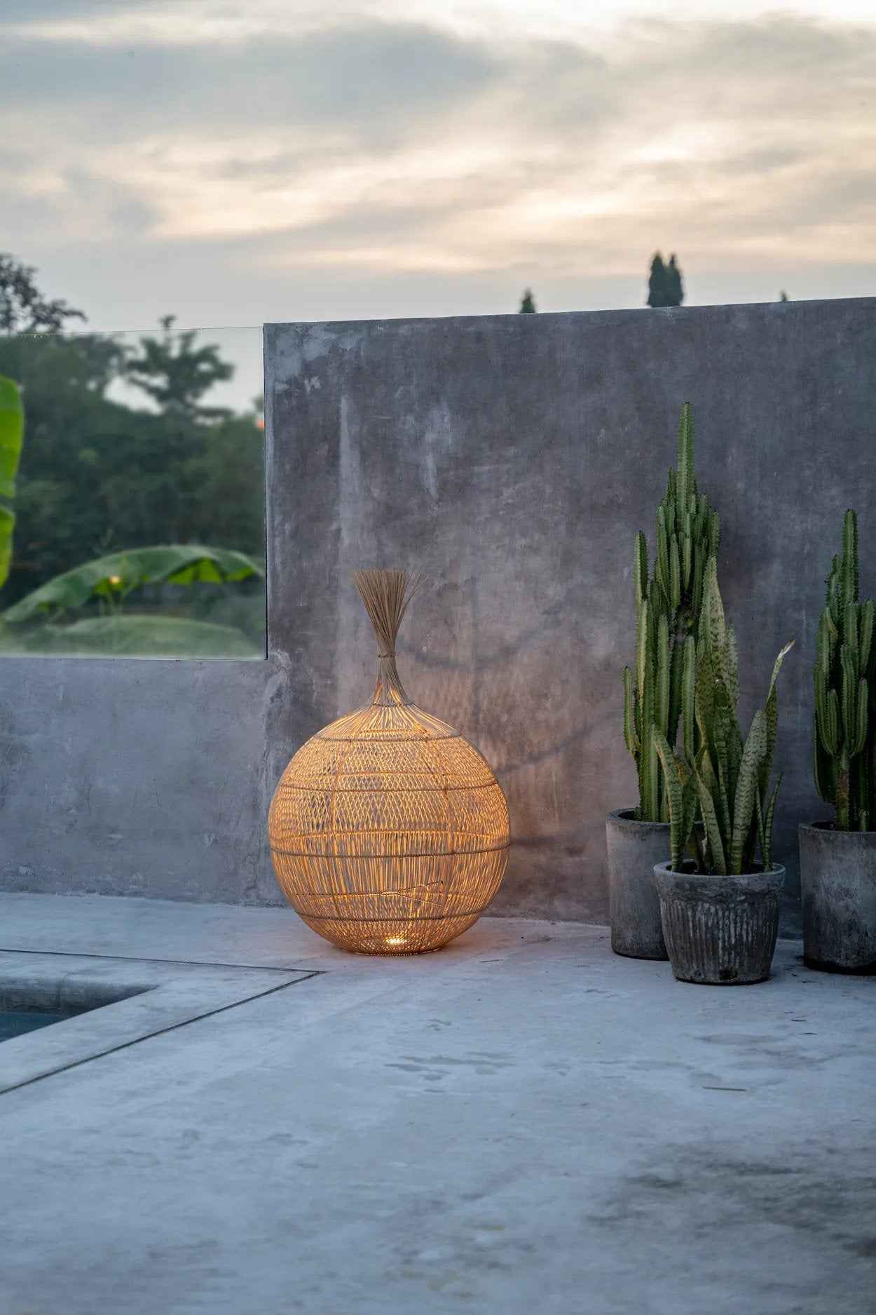 Bambua Wonton Floor Lamp Pendant Natural lampada rattan