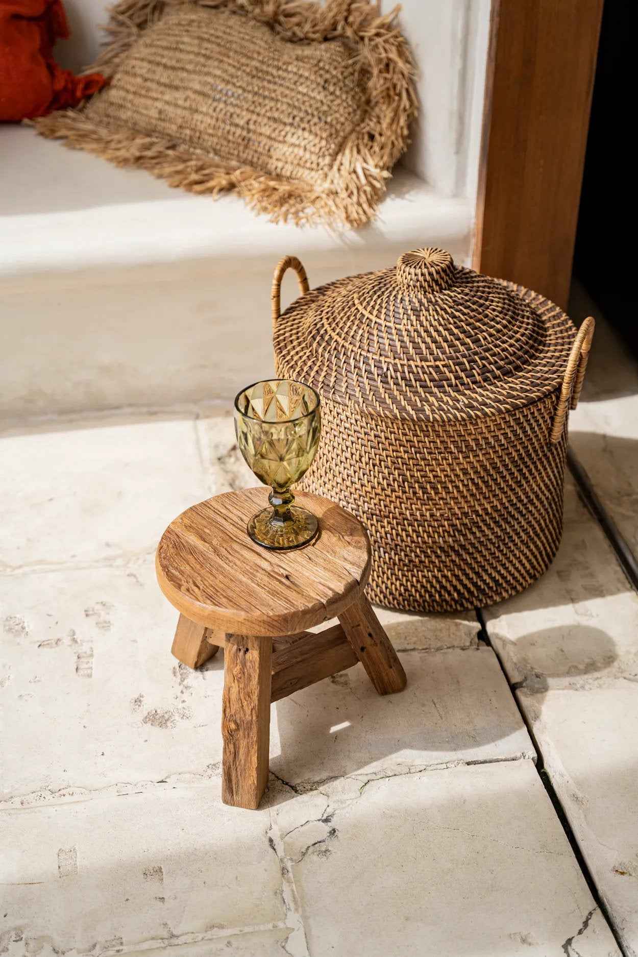 Bambua Colonial Handles cesto rattan naturale marrone