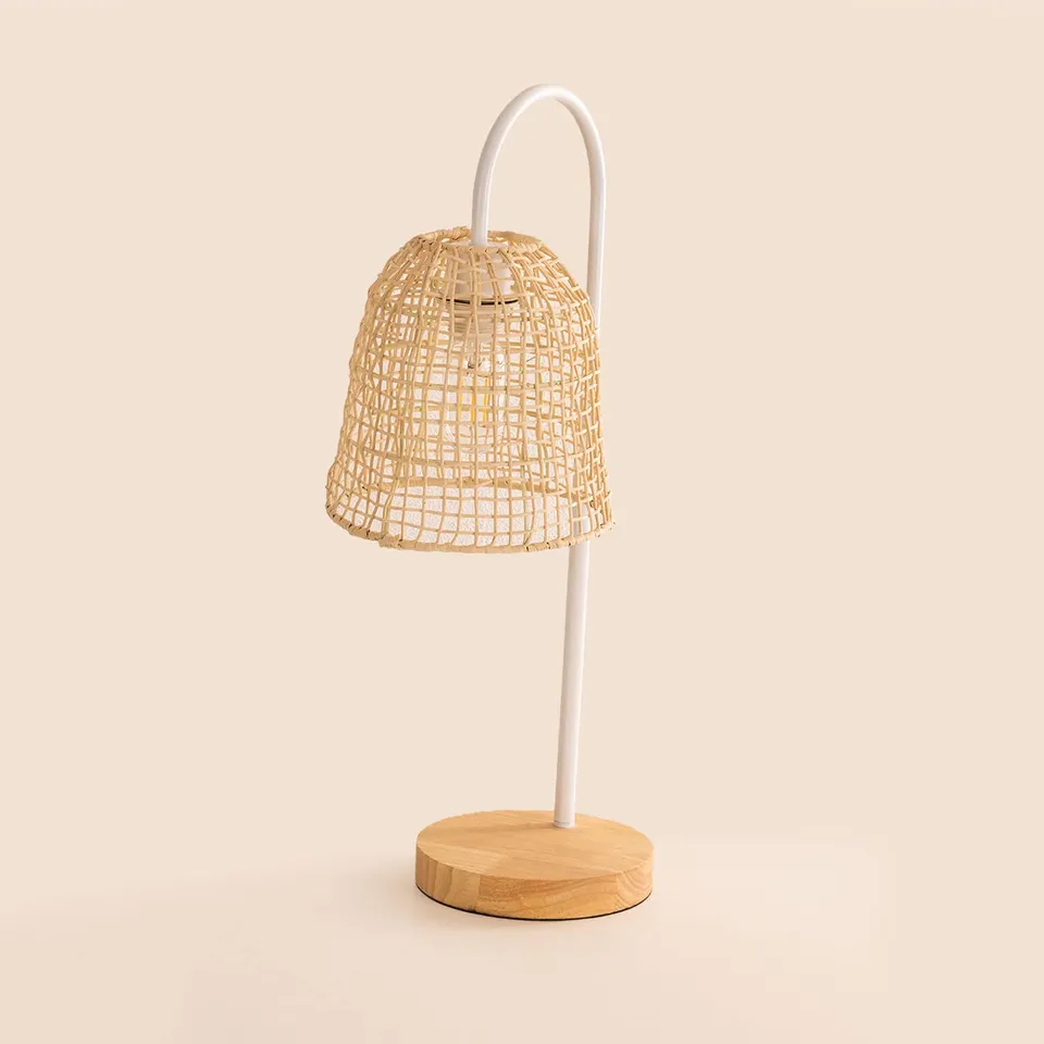 Sklum Gavia lampada da tavolo rattan bianco