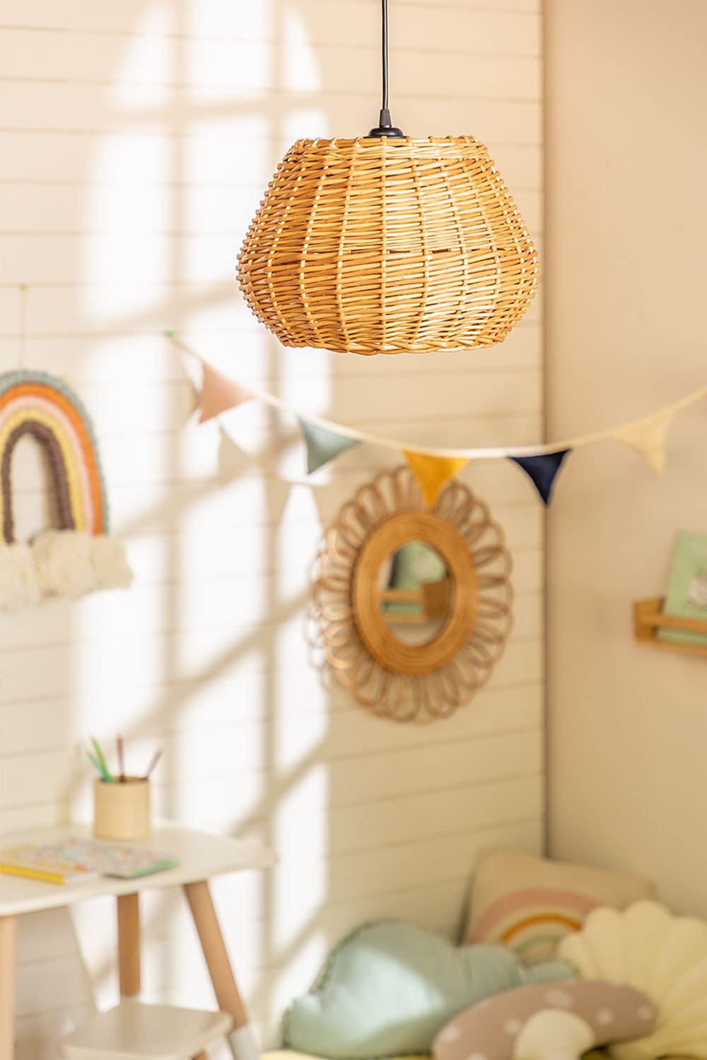 Sklum Yuba lampada a soffitto bambini rattan naturale