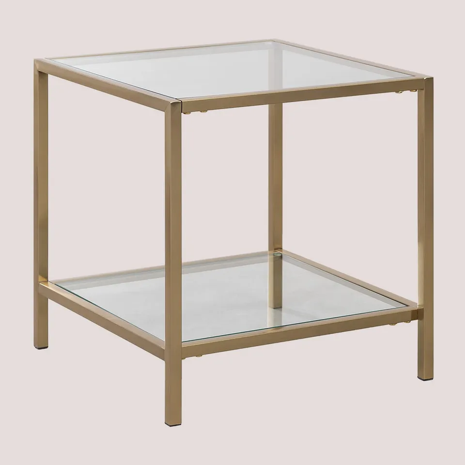 Sklum Amelia Tavolino Vetro Acciaio Oro Opaco 50 cm