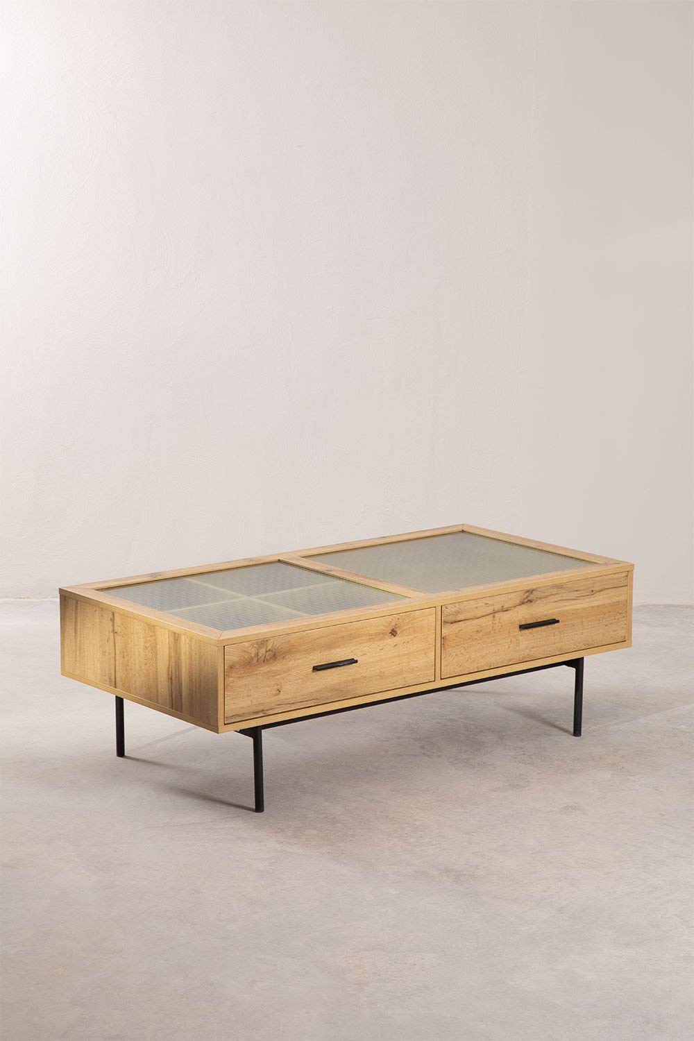 Sklum Ipek tavolino MDF e vetro rustico 120 cm