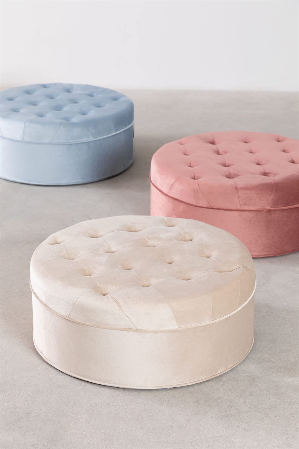Sklum Tafie pouf tondo velluto D60 cm crema